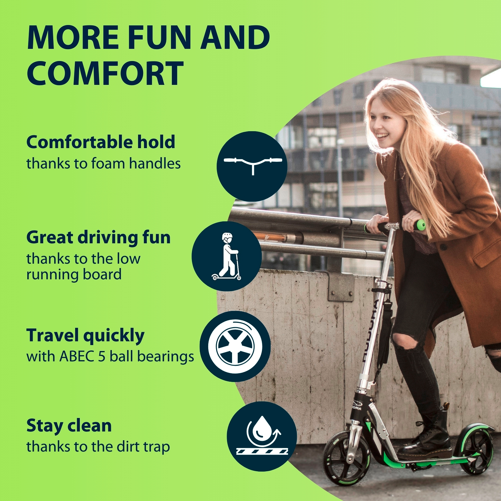 HUDORA BigWheel® 205, Scooter grau/grün, image 3 from 7