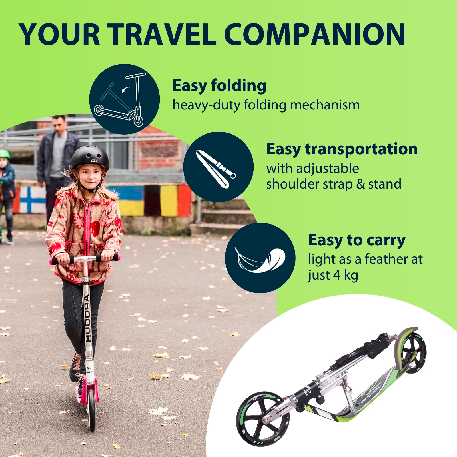 HUDORA BigWheel® 205, Scooter grau/grün, image 4 from 7