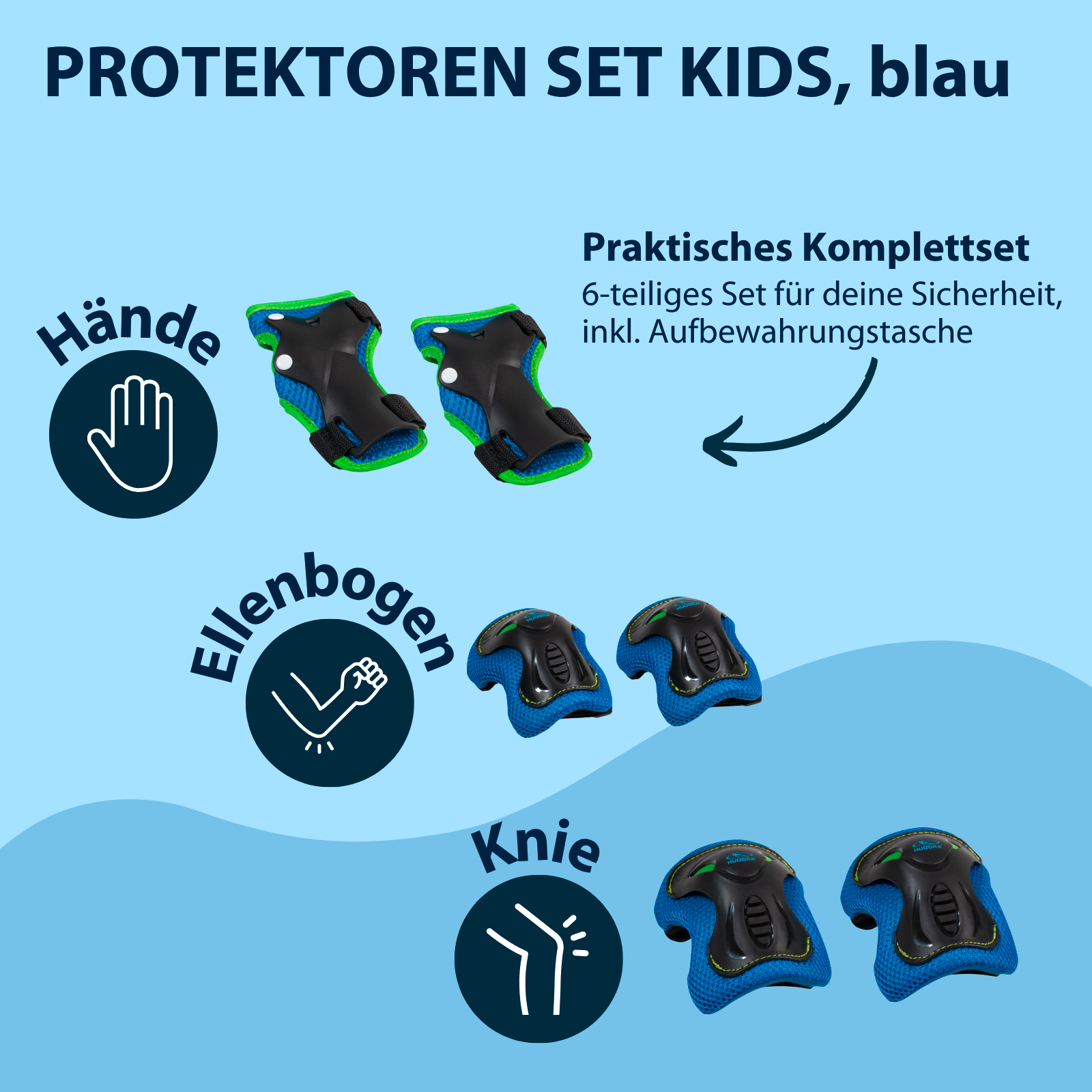 HUDORA Protektoren Set Kids blue XS, Bild 2 von 6