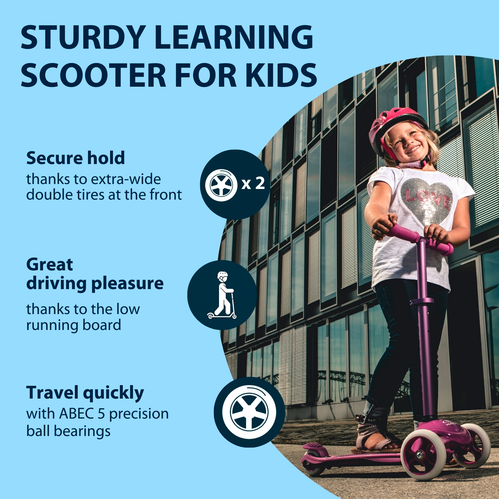 HUDORA Kinderscooter Flitzkids 2.0, blau, image 3 from 7