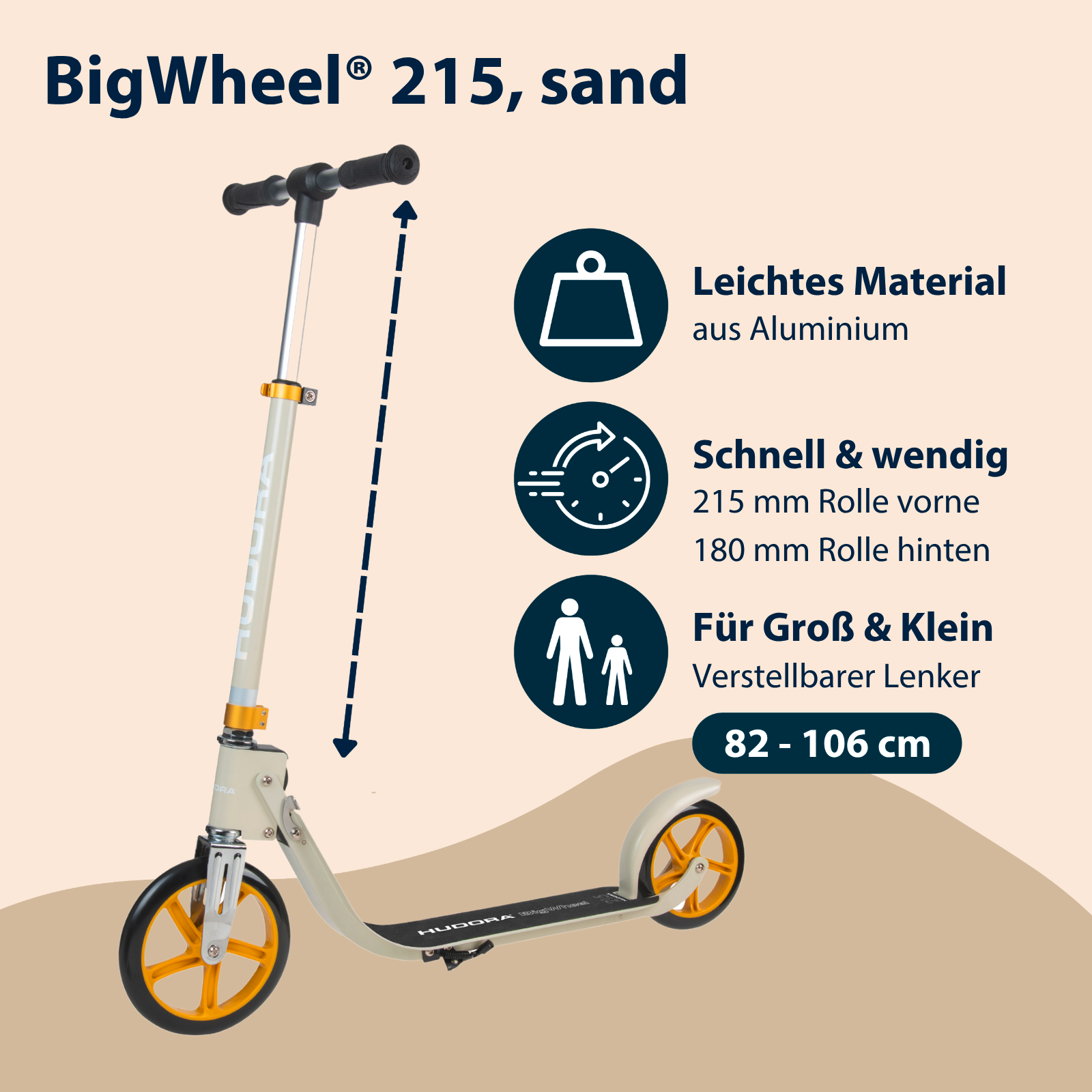 HUDORA BigWheel® 215 Scooter, sand, Bild 2 von 7