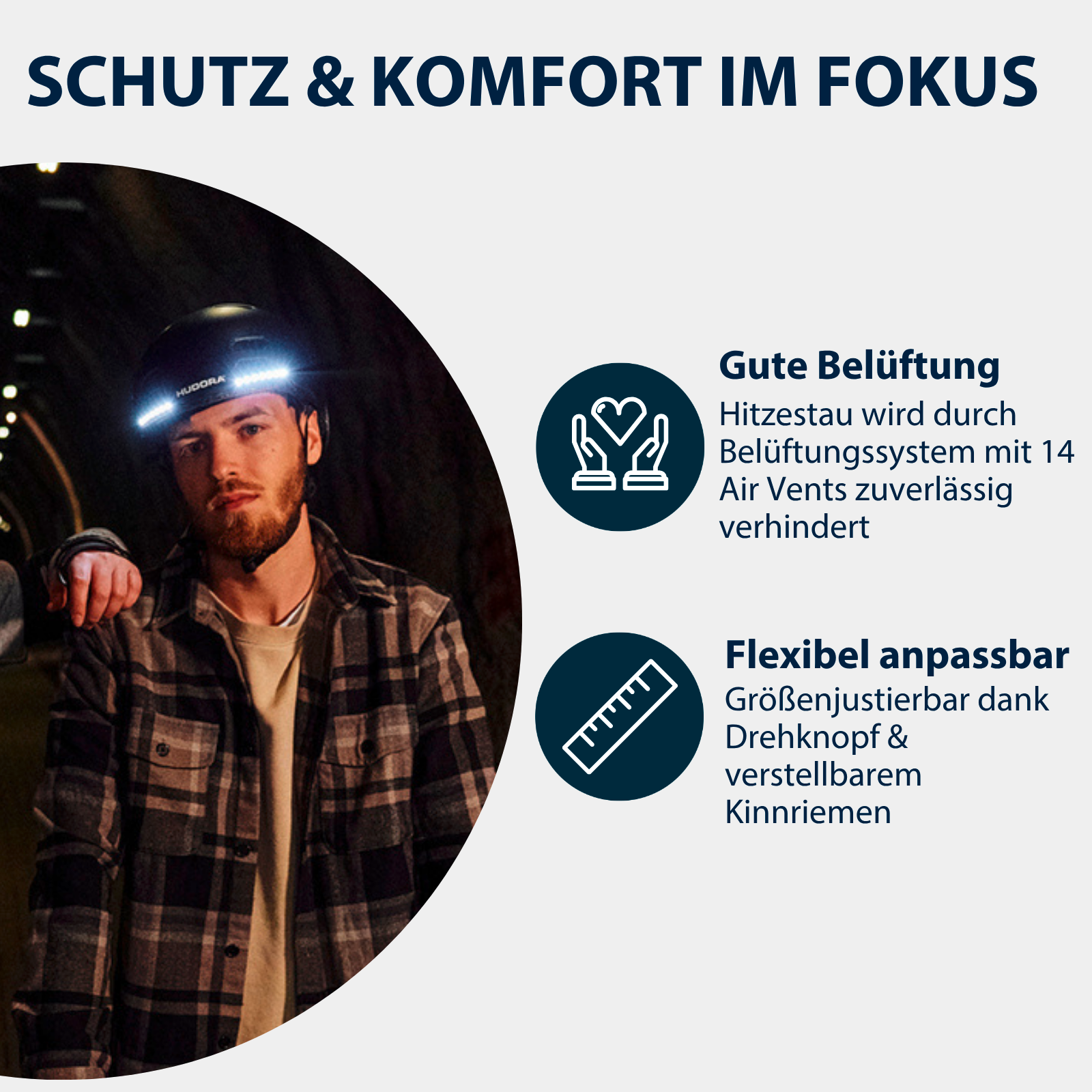 HUDORA Skaterhelm LED, schwarz Größe M, Bild 5 von 7