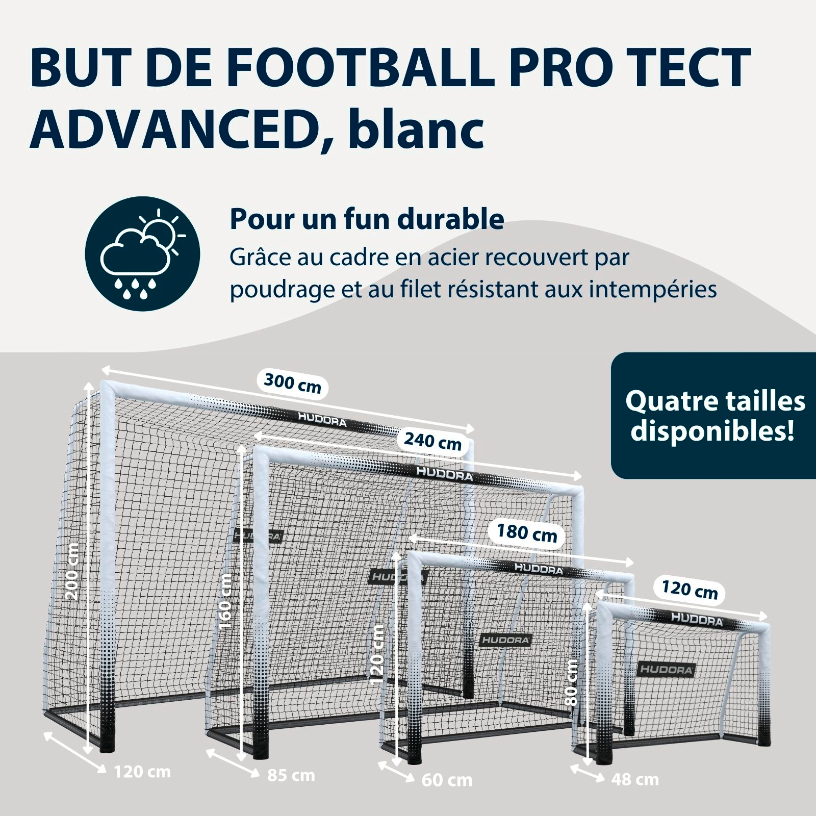 HUDORA Football Goal Pro Tect 180 Advanced White, image 2 from 7