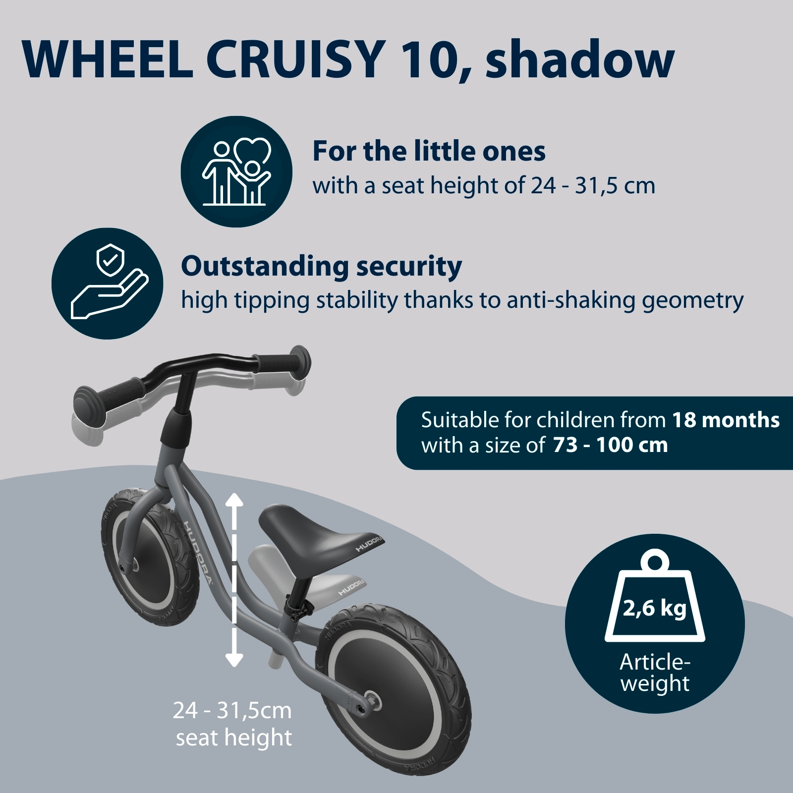 HUDORA Cruisy balance bike, shadow, image 2 from 6