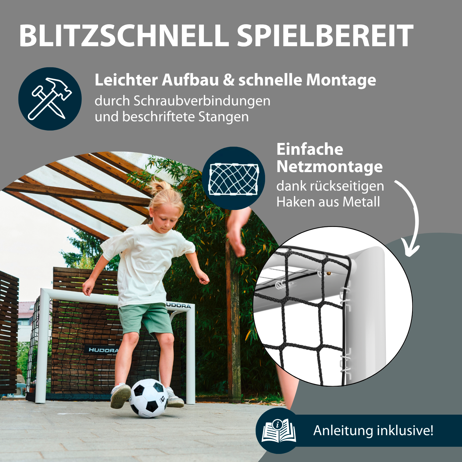 HUDORA Fußballtor Advanced 120 White, Bild 5 von 7