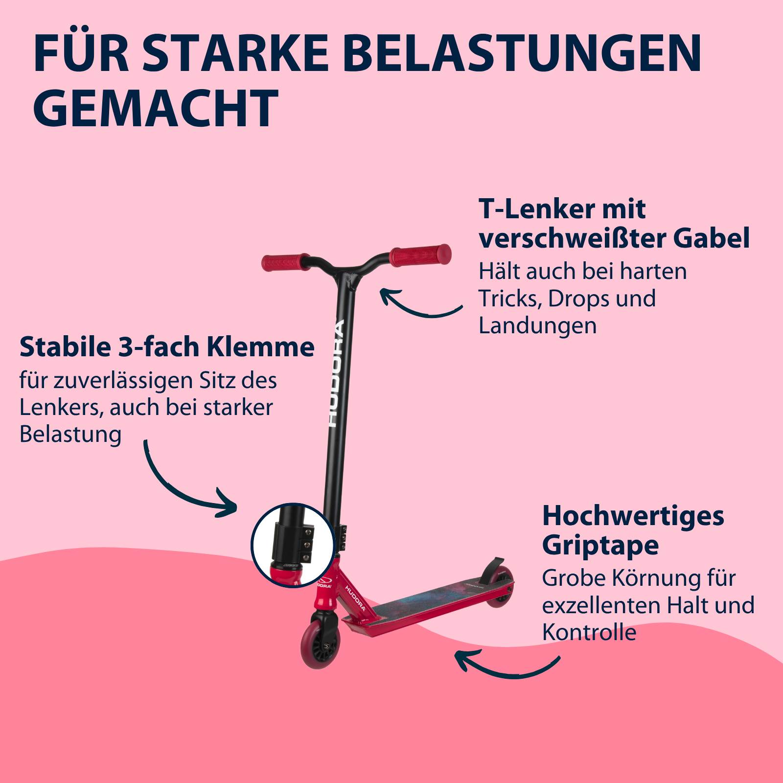 HUDORA Stunt Scooter XQ-13.1, berry, image 5 from 7