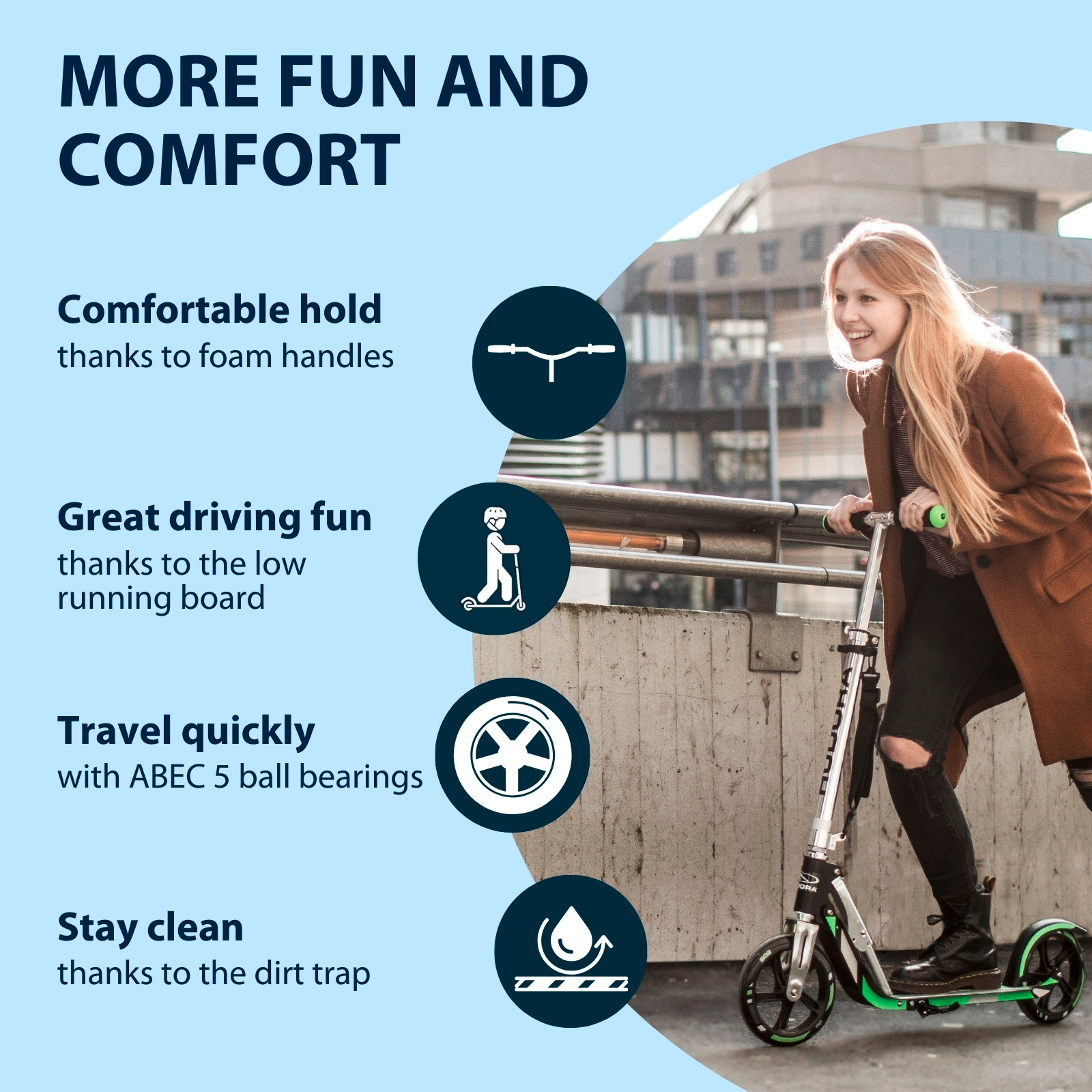 HUDORA BigWheel® 205 Scooter, green/blue, image 3 from 7