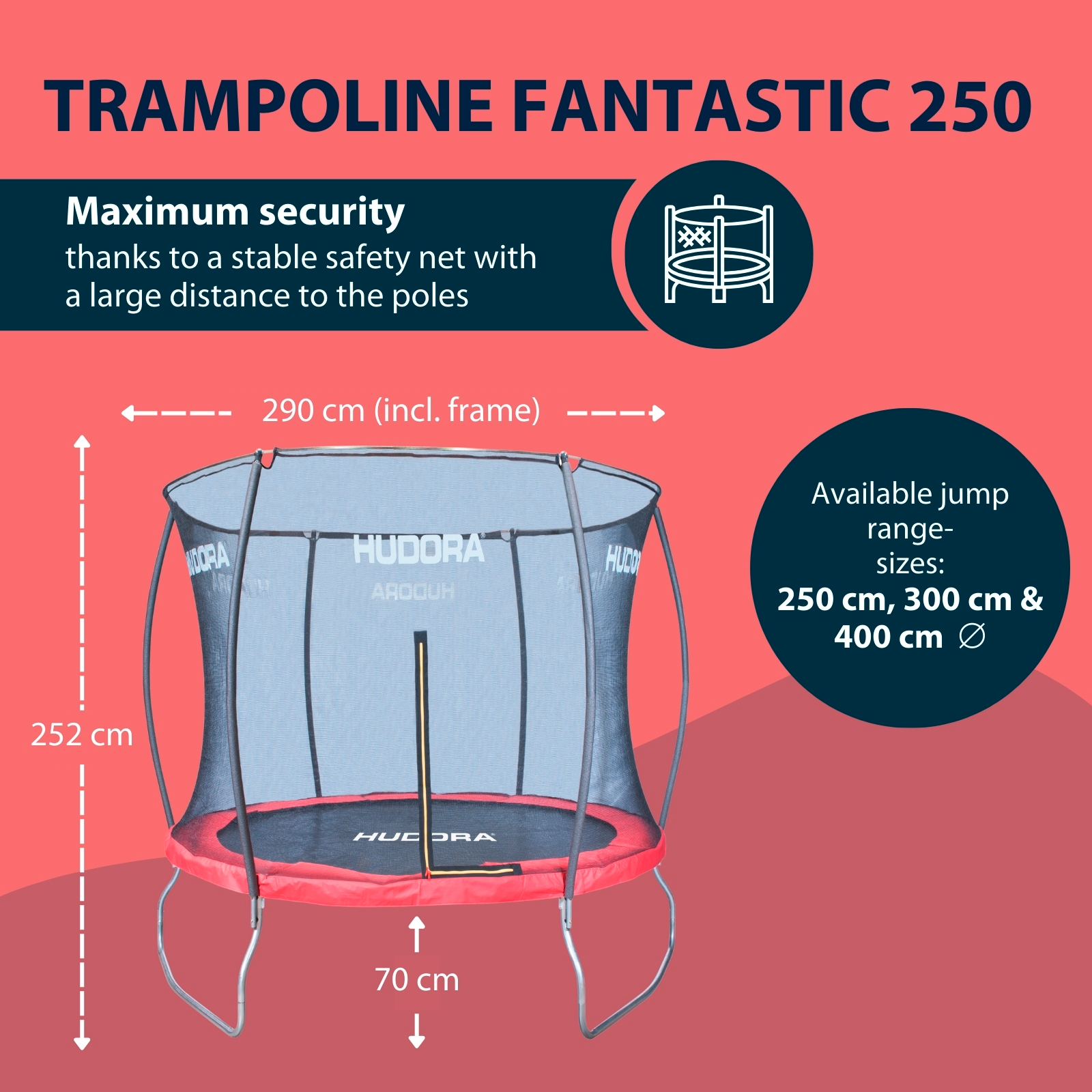 HUDORA trampoline Fantastic 250V, image 2 from 7