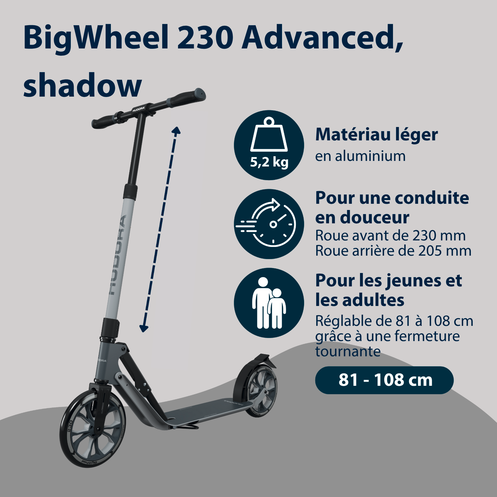 HUDORA BigWheel® Style 230, scooter white, image 2 from 7