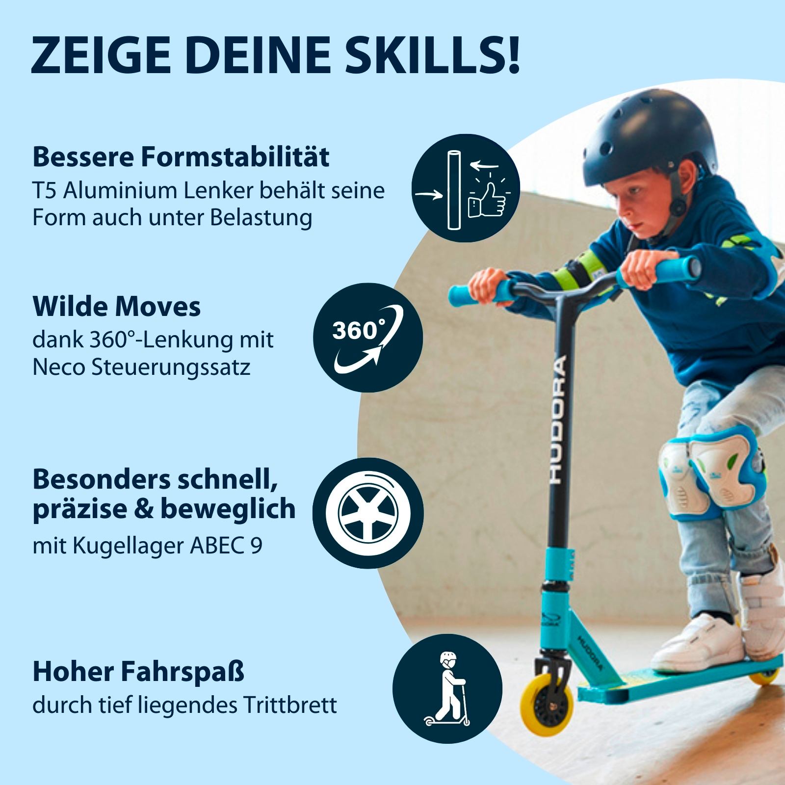 HUDORA Stunt Scooter Kids, hellblau, Bild 3 von 7