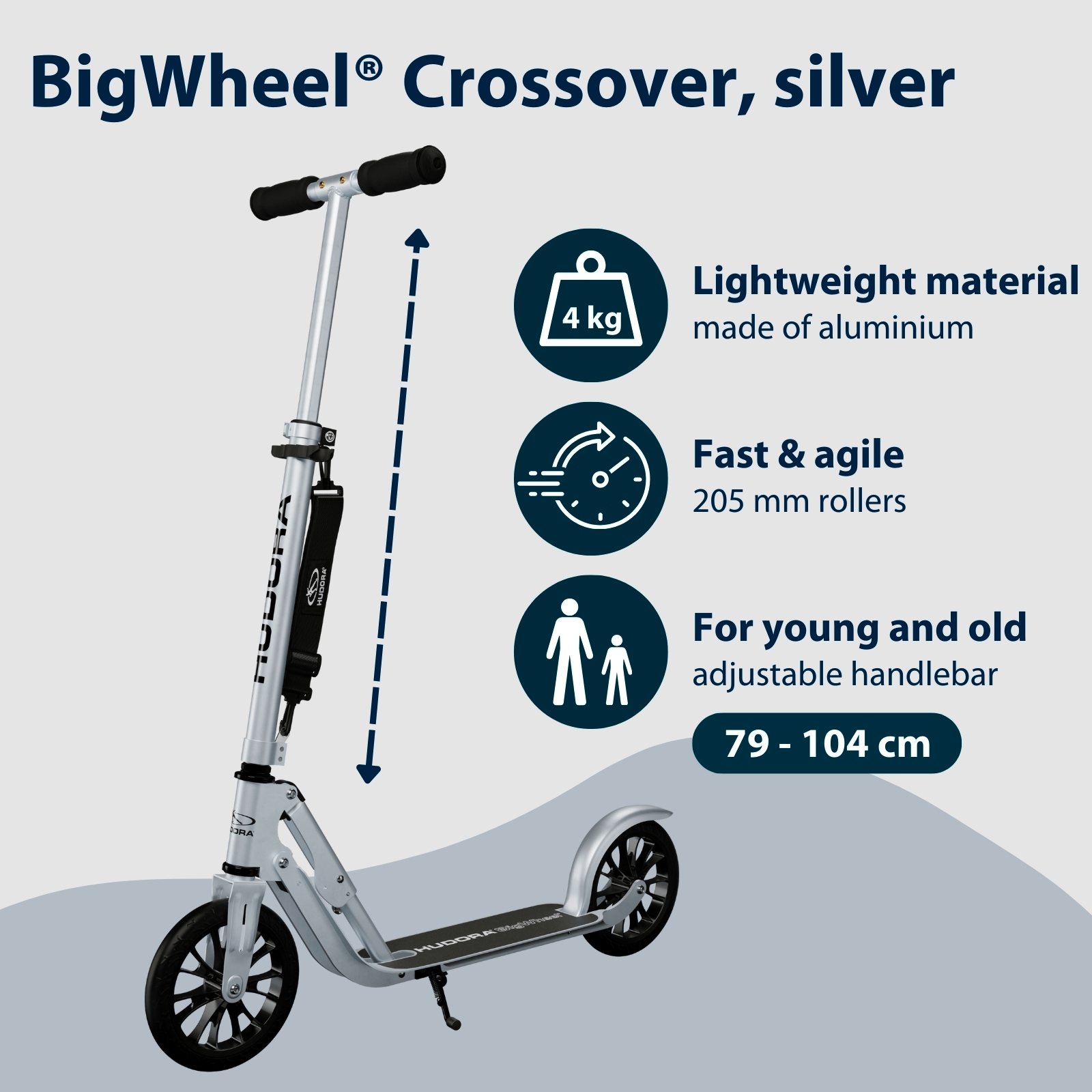 HUDORA BigWheel® Crossover 205, Scooter silber, image 2 from 7