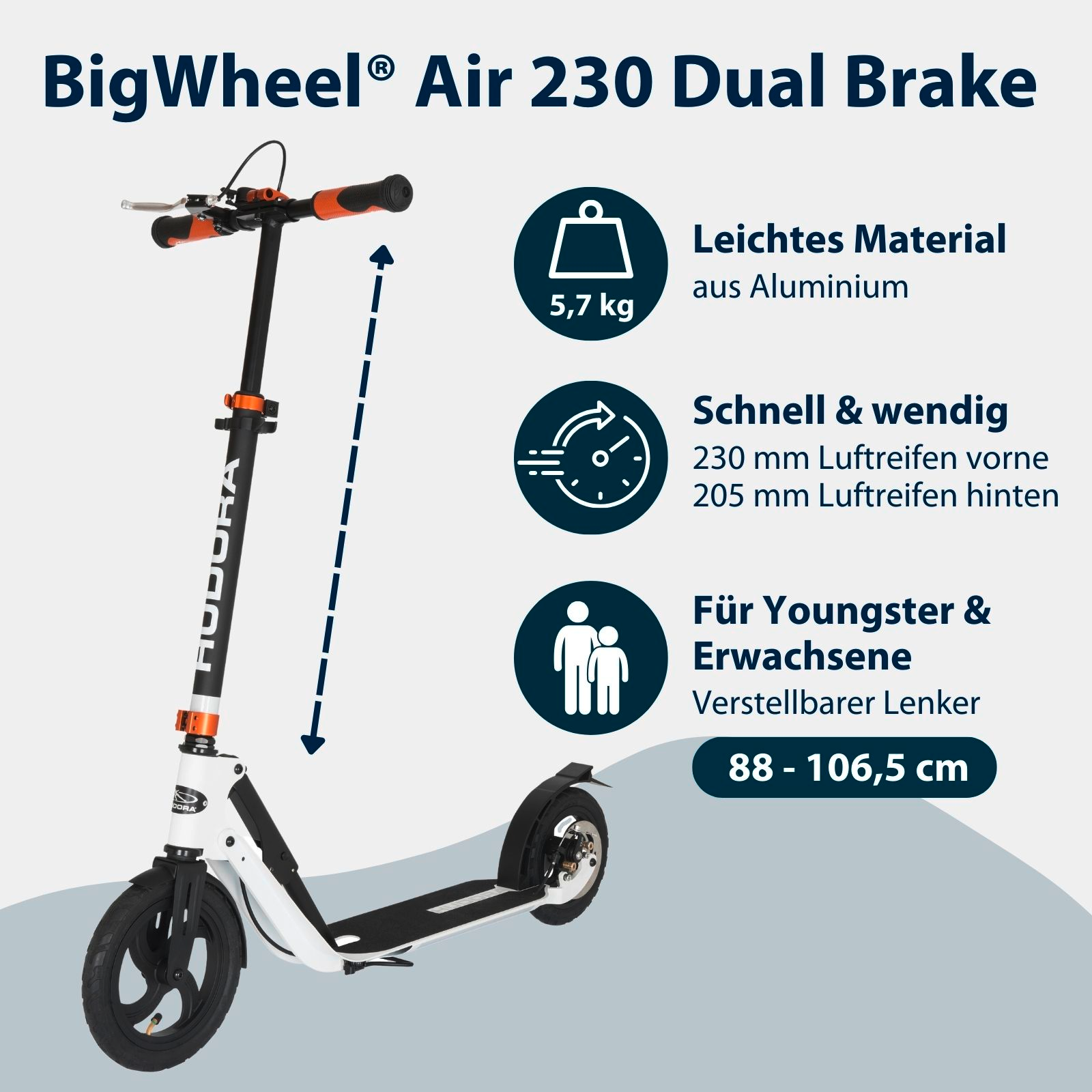 HUDORA BigWheel® Air 230 Dual Brake, Bild 2 von 7