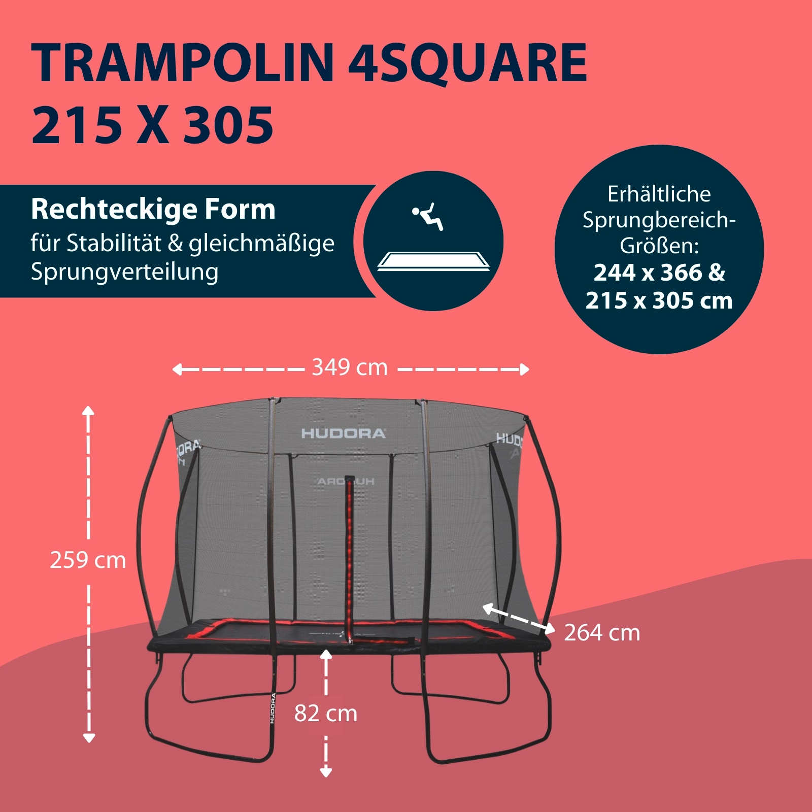 HUDORA Trampolin 4square 215 x 305, Bild 2 von 7