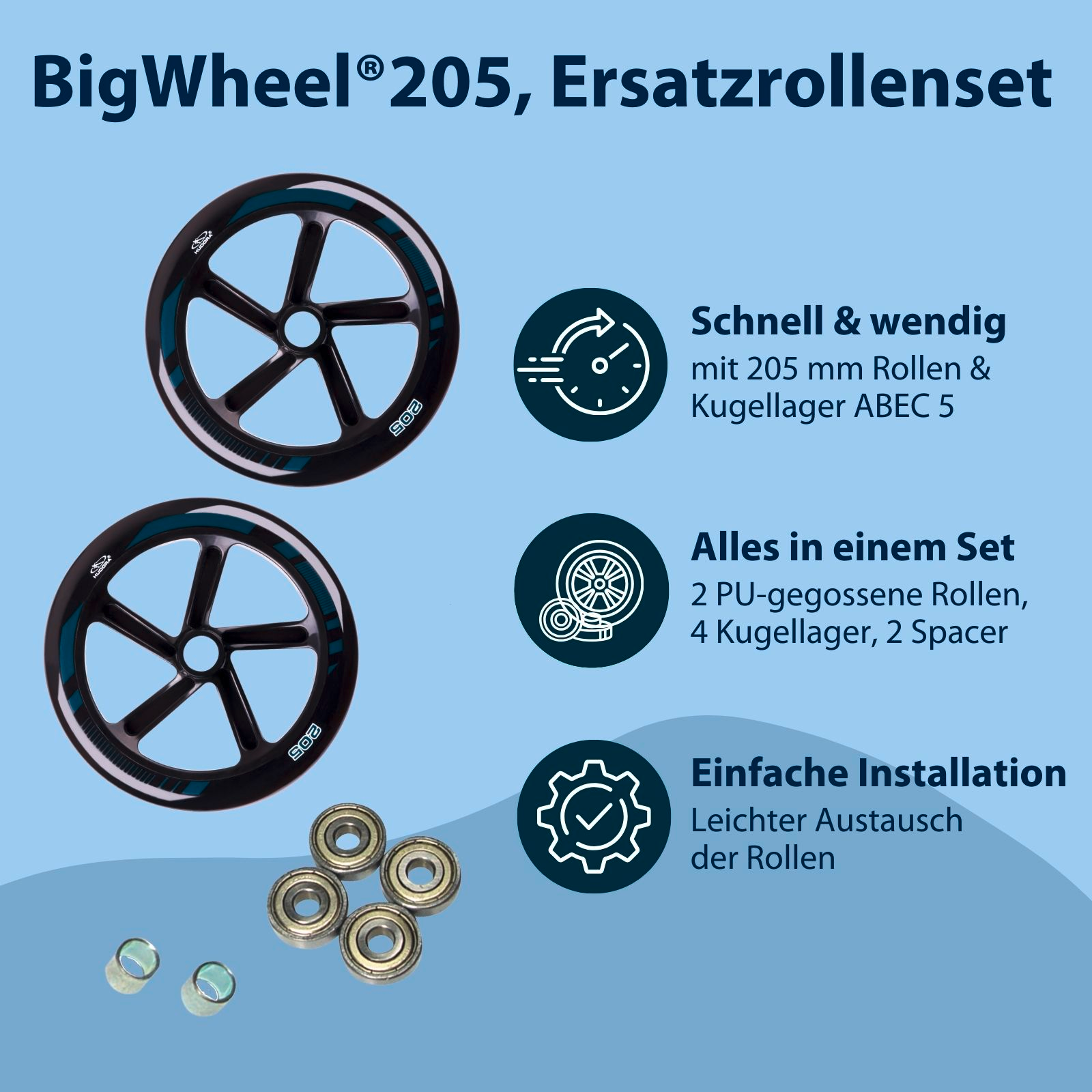 HUDORA Ersatzrollenset schmal für HUDORA BigWheel® 205, Bild 2 von 5