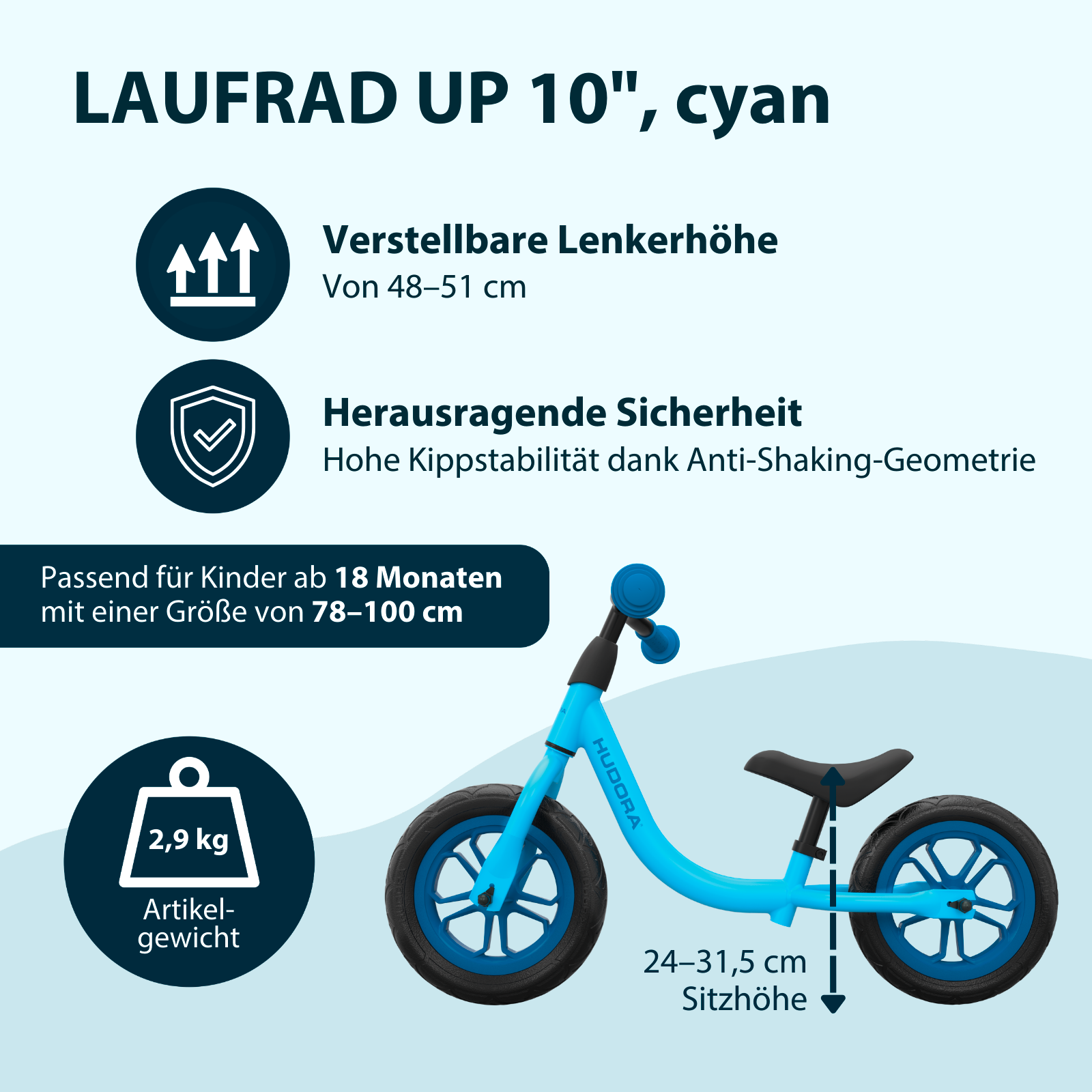 Laufrad Up 10“, cyan, Bild 2 von 6