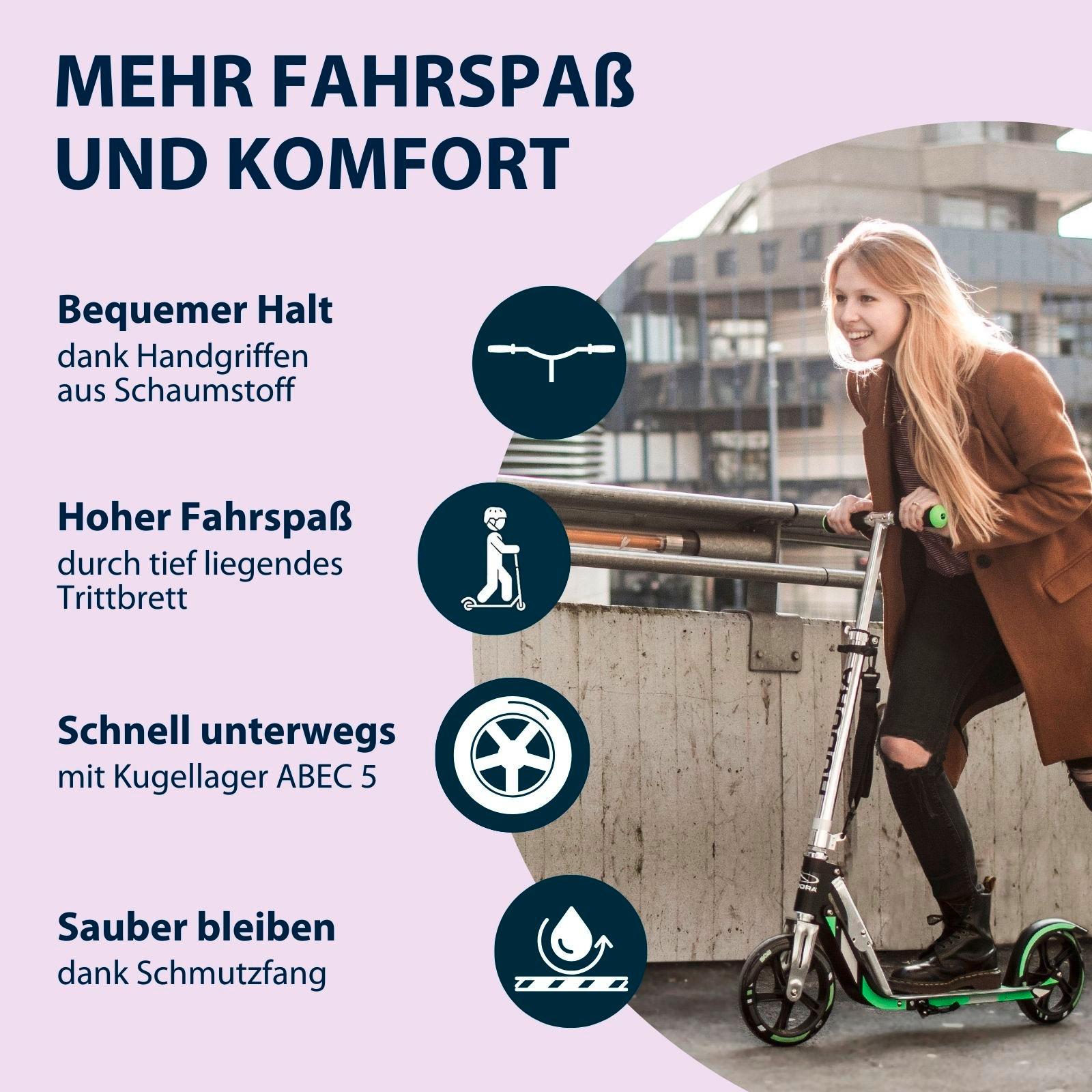 HUDORA BigWheel® 205, Scooter lila, Bild 3 von 7