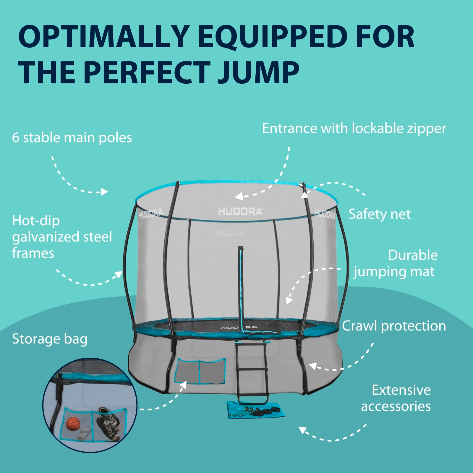 HUDORA Fantastic Complete Trampoline 300V, image 3 from 7