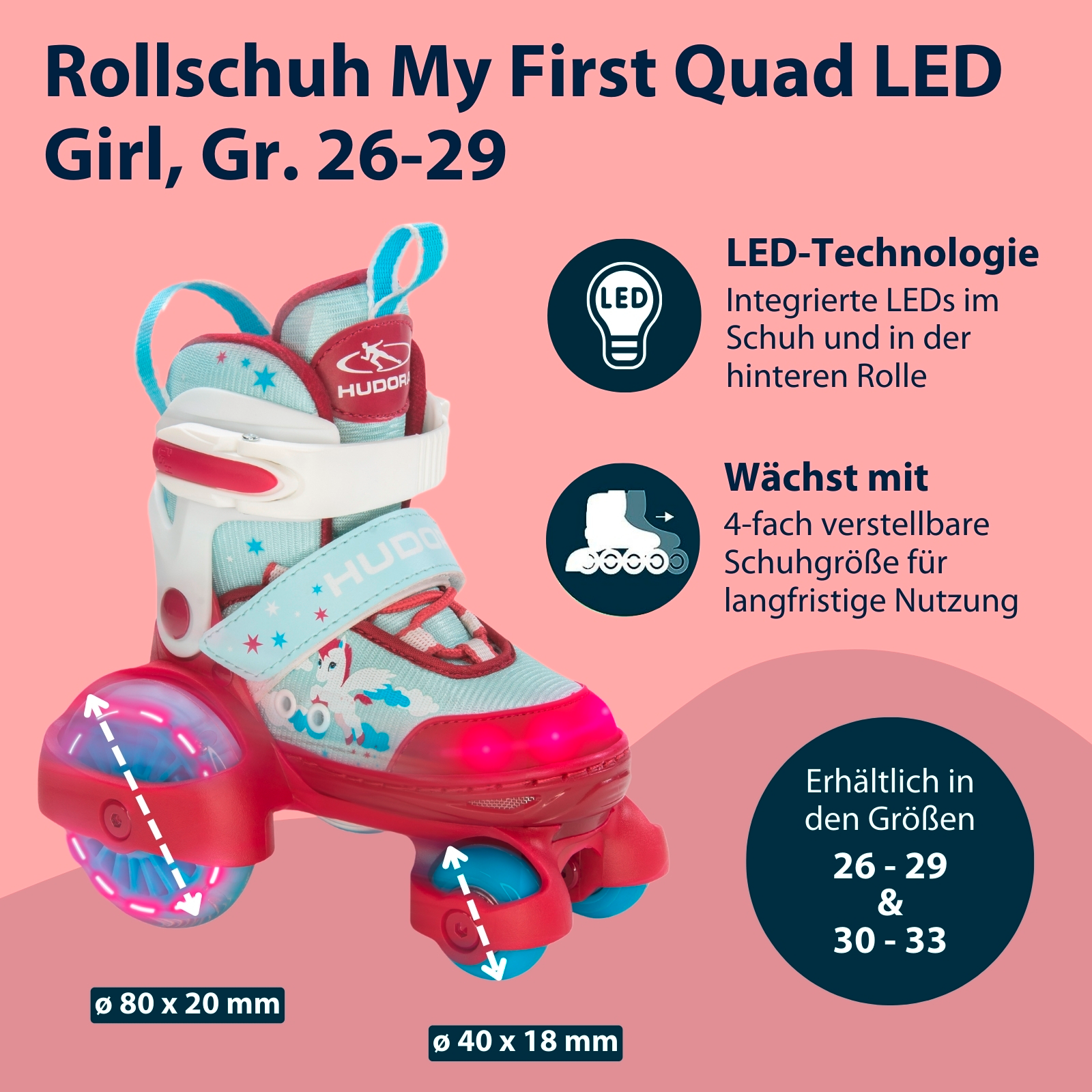 Rollschuh My First Quad LED, Girl, Gr. 26-29, Bild 2 von 7