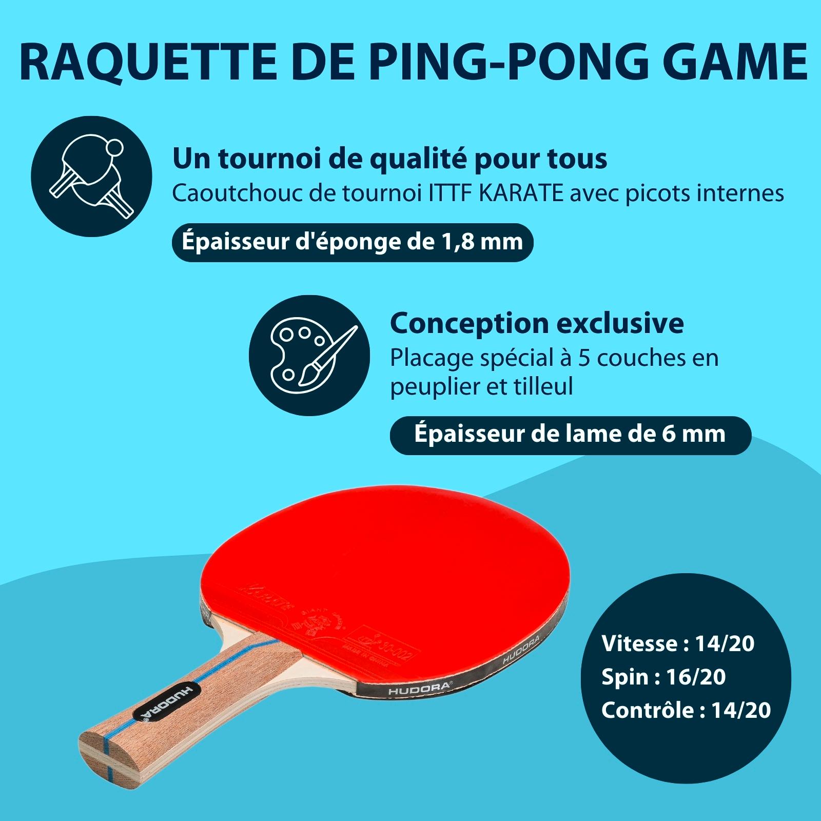 HUDORA table tennis bat Game, image 2 from 5