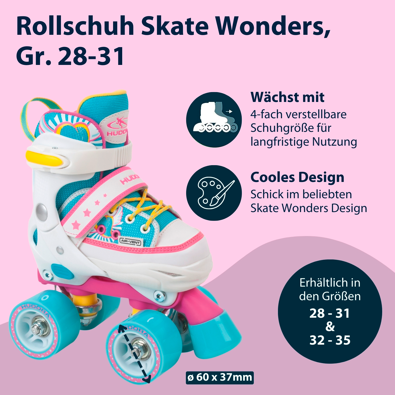 HUDORA Rollschuh Skate Wonders, verstellbar, Gr. 28-35, Bild 2 von 7