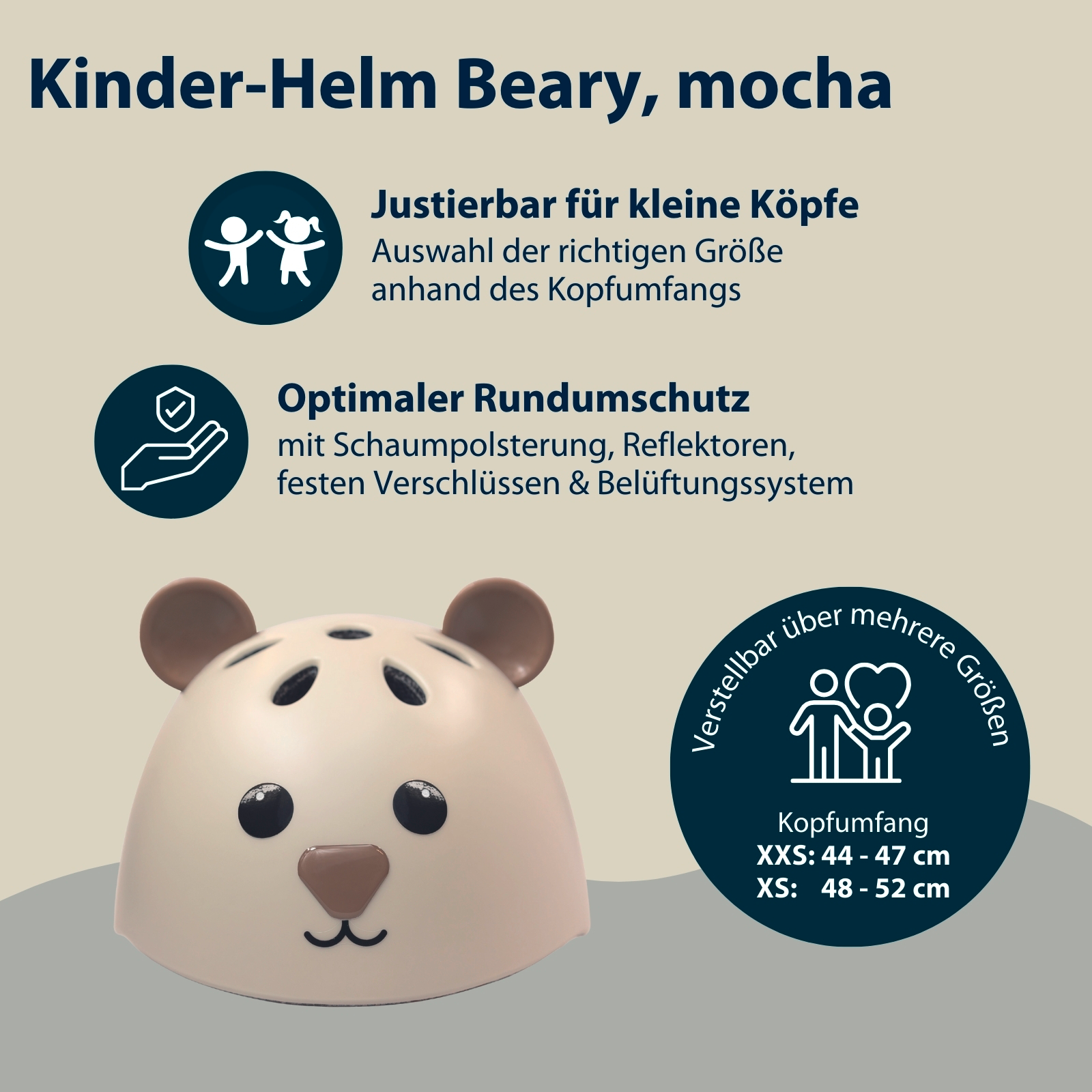 HUDORA Kinderhelm Beary, mocha, Gr. 48-52, Bild 2 von 7