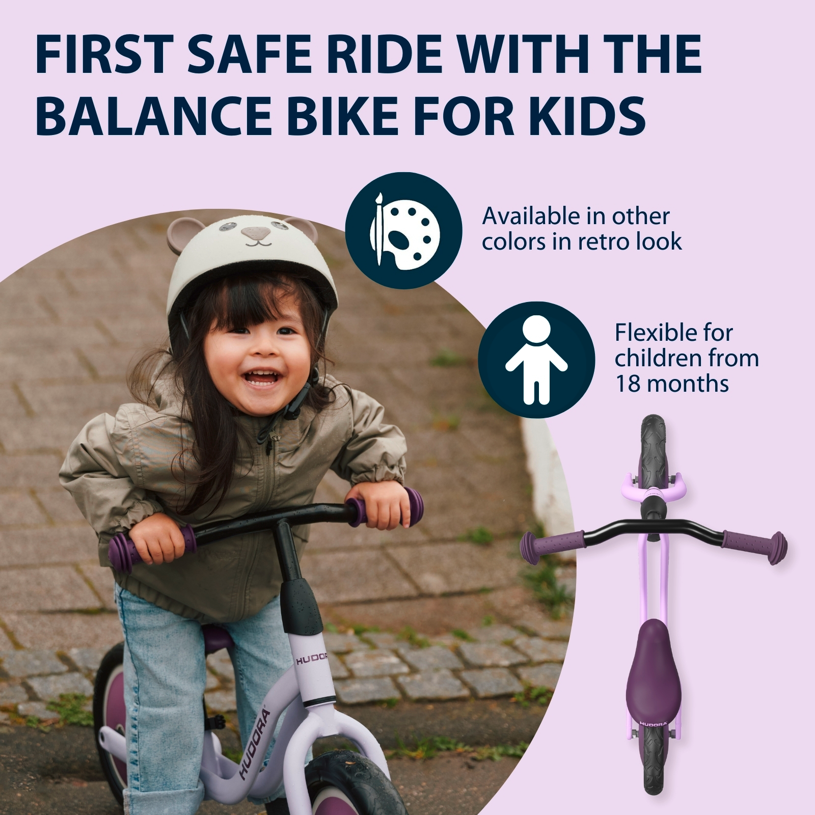 HUDORA Cruisy balance bike, lavender, image 5 from 6