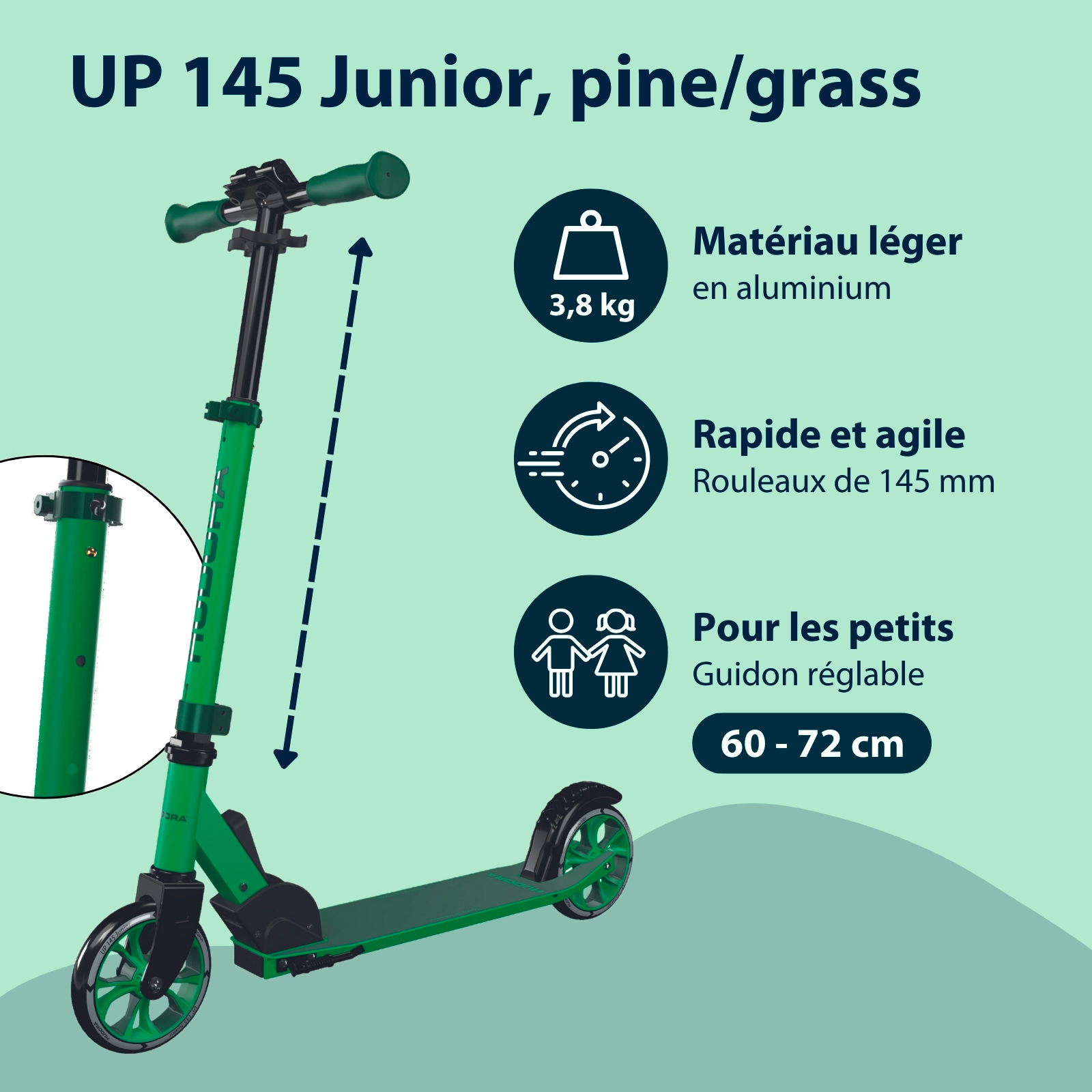 HUDORA Scooter Up 145 Junior, pine/grass, image 2 from 7