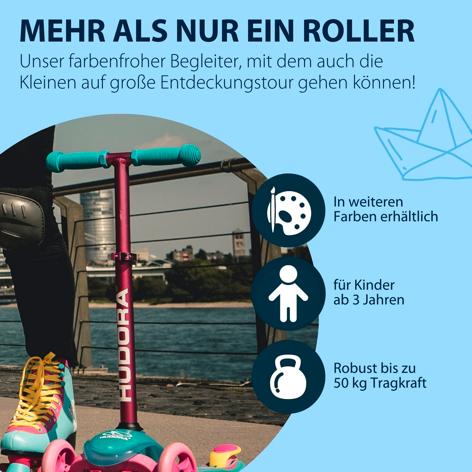 HUDORA Kinderscooter Flitzkids 2.0, blau, Bild 6 von 7