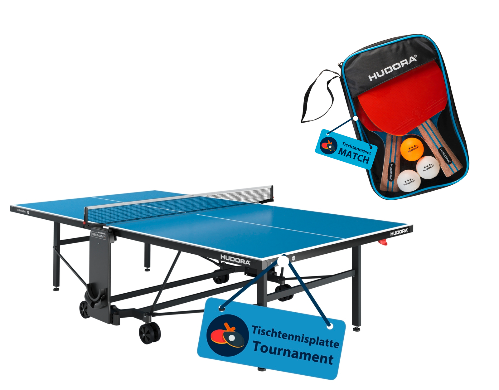HUDORA Tournament table tennis table incl. bat set
