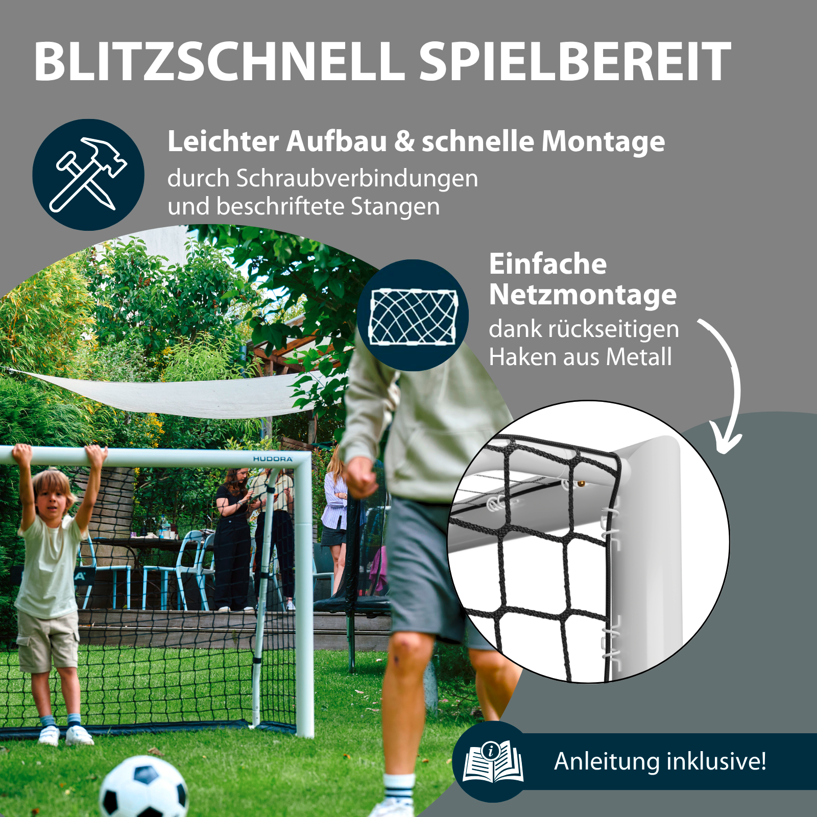 HUDORA Fußballtor Advanced 180 White, Bild 5 von 7