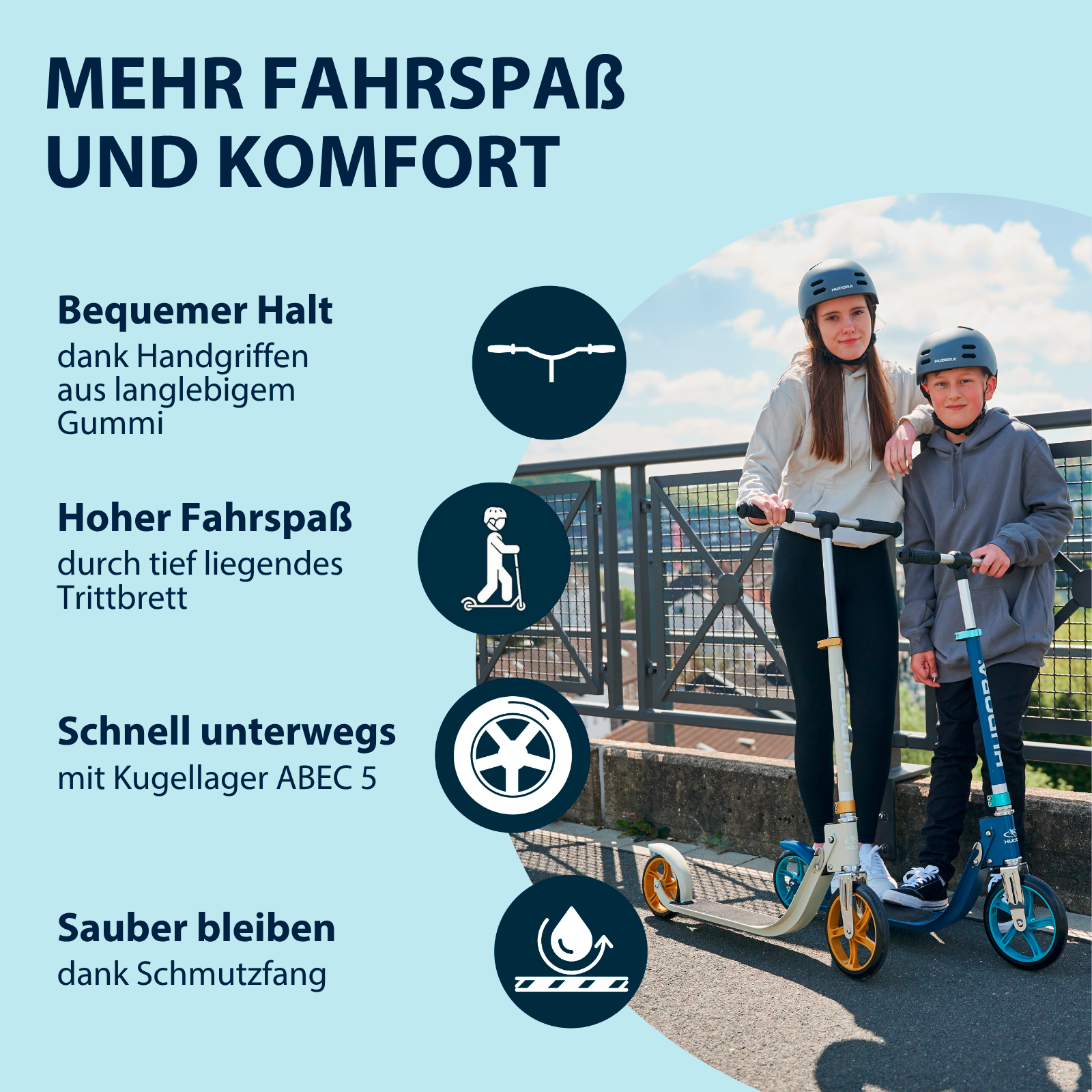 HUDORA BigWheel® 215 Scooter, azurblau, Bild 3 von 7