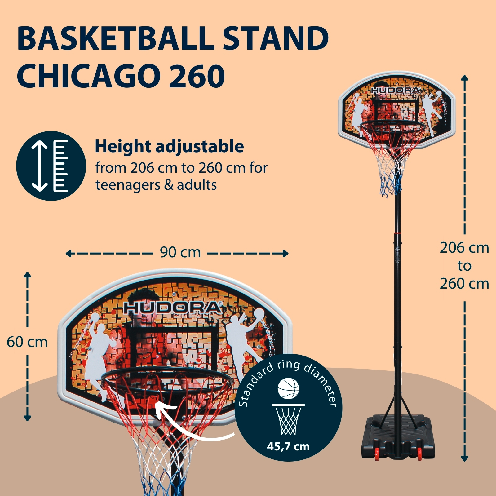 HUDORA Basketballständer Chicago 260, image 2 from 6