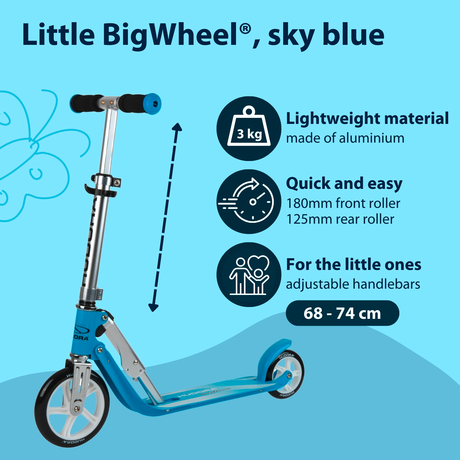 HUDORA Little BigWheel®, scooter sky blue, image 3 from 13