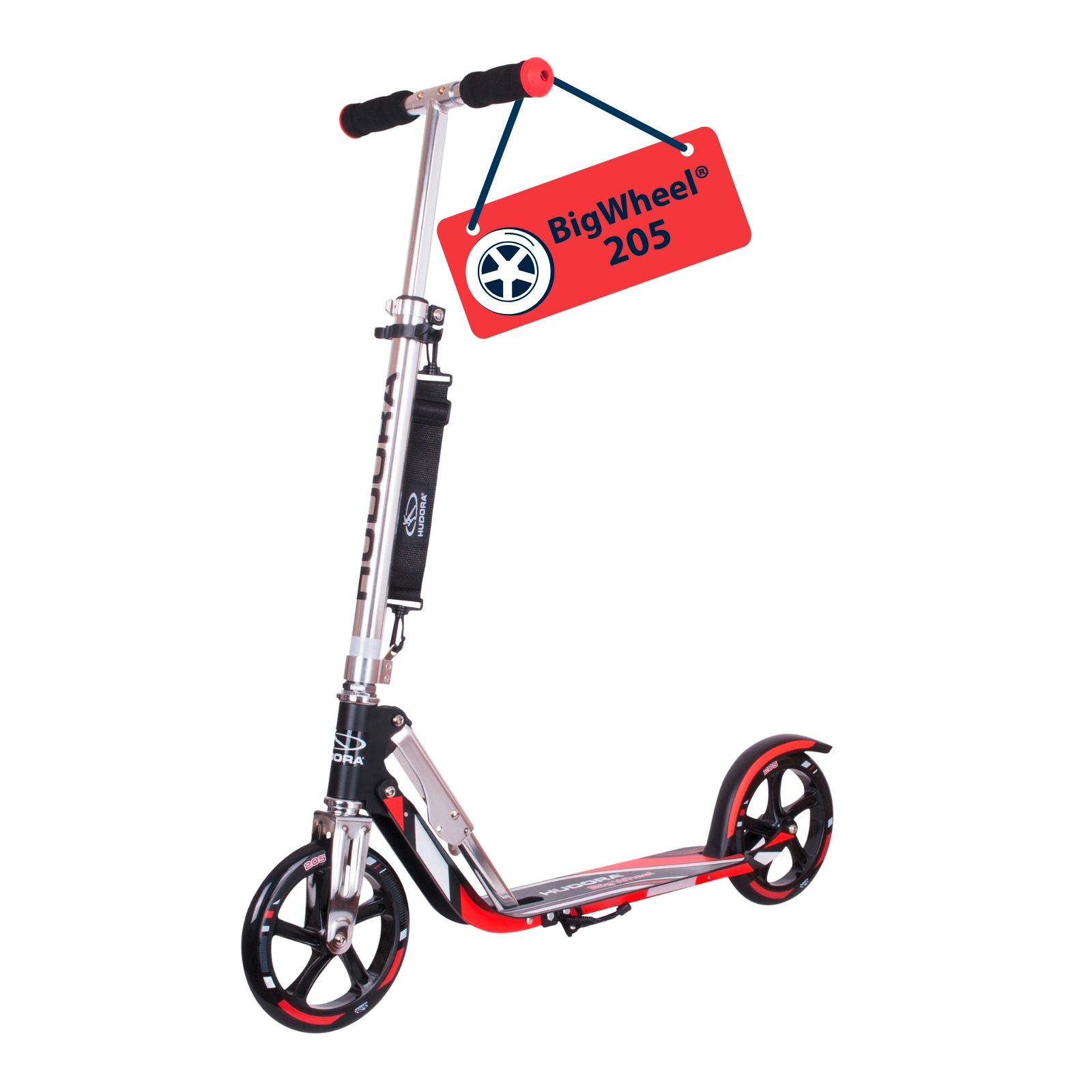 HUDORA BigWheel® 205, Scooter schwarz/rot