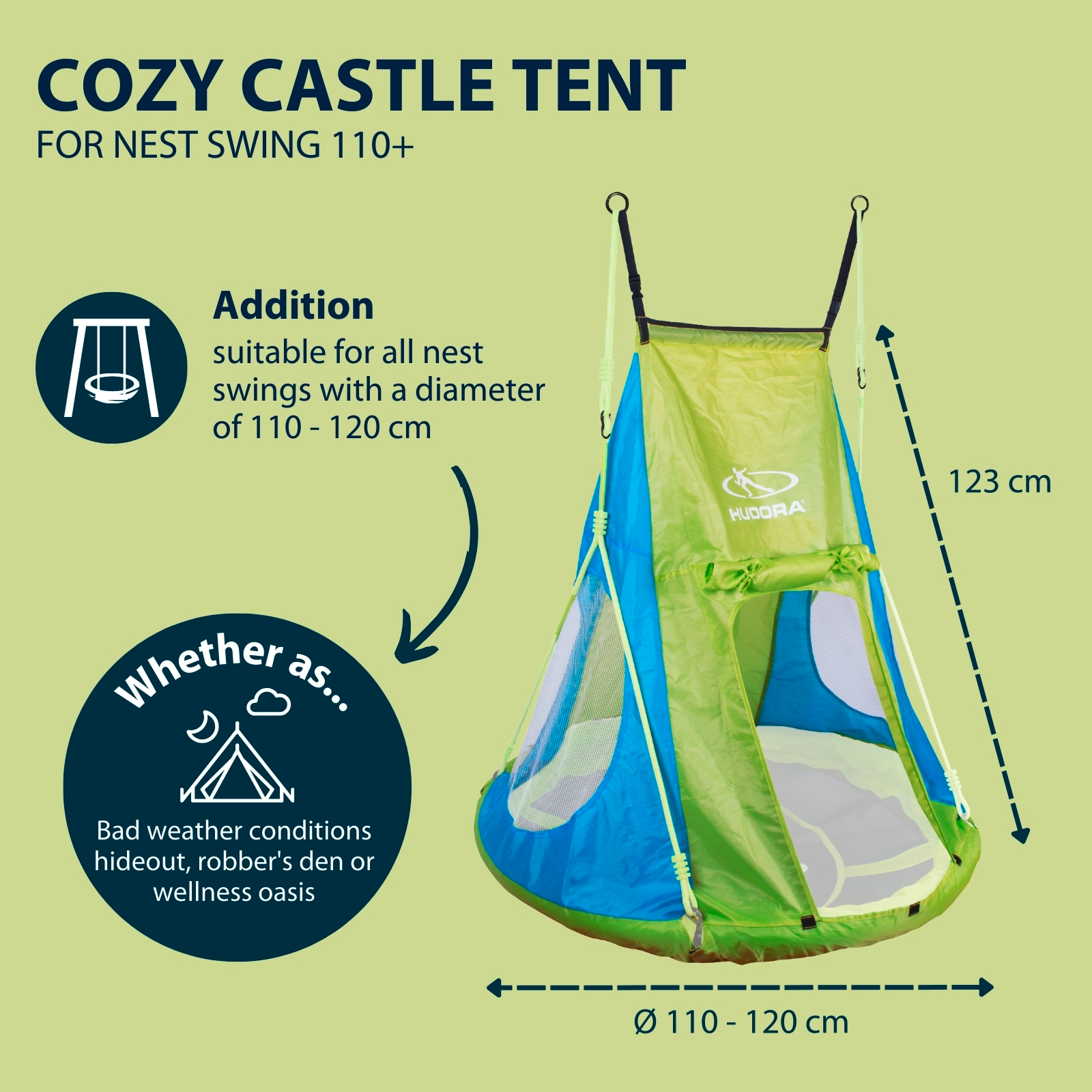 HUDORA Cosy Castle tent for nest swing 110+, image 2 from 7
