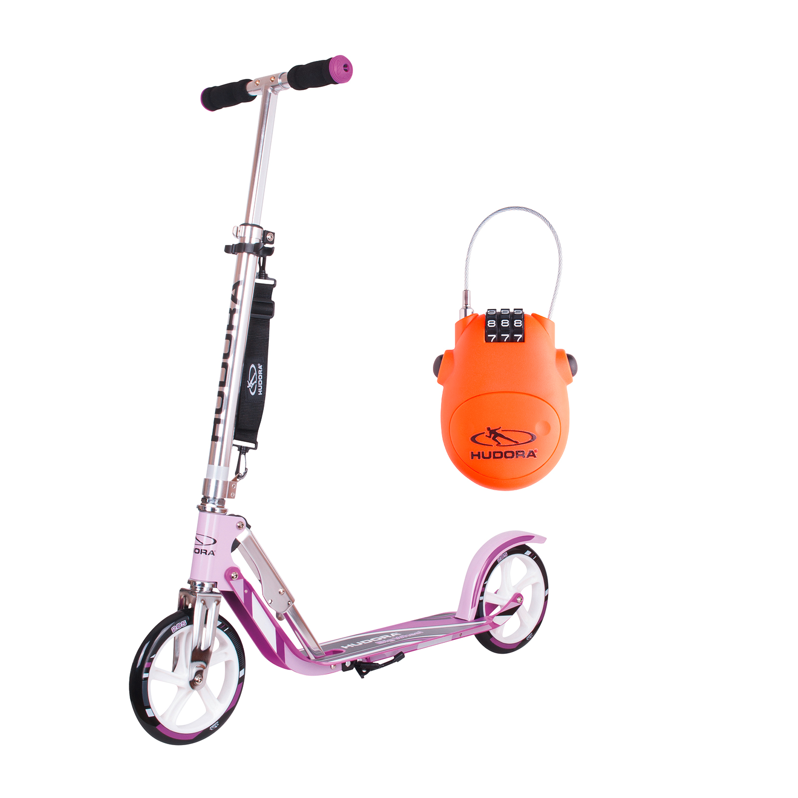 HUDORA BigWheel® 205, Scooter lila inklusive Kabelschloss