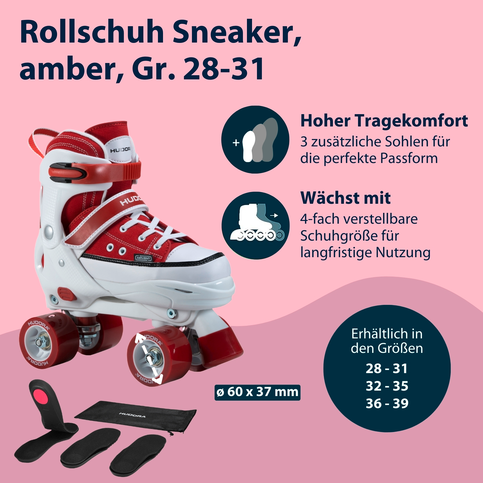 HUDORA Rollschuh Sneaker, amber, Gr. 28-39, Bild 2 von 7