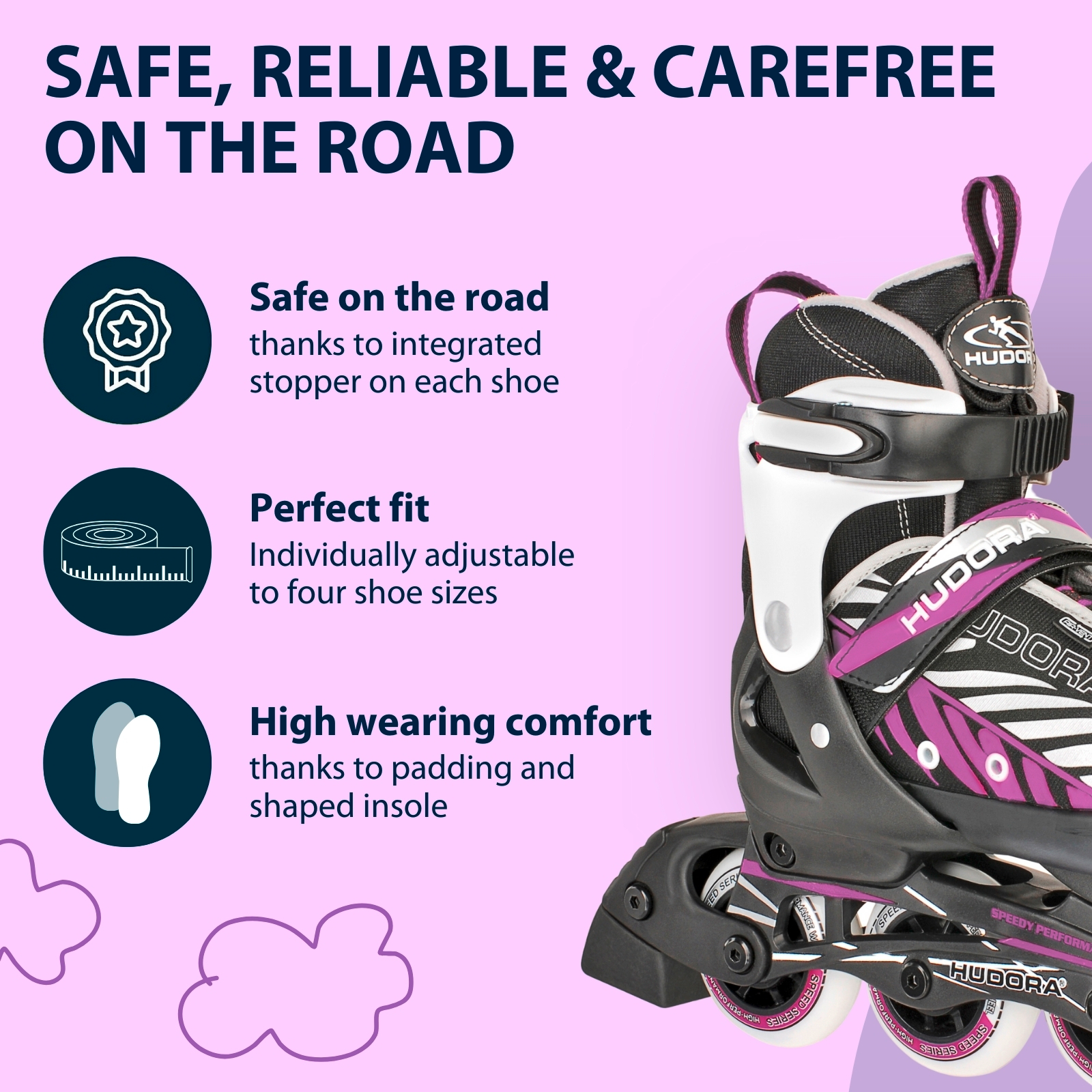 HUDORA children's inliner Mia, size 29-40, black/purple, image 5 from 7