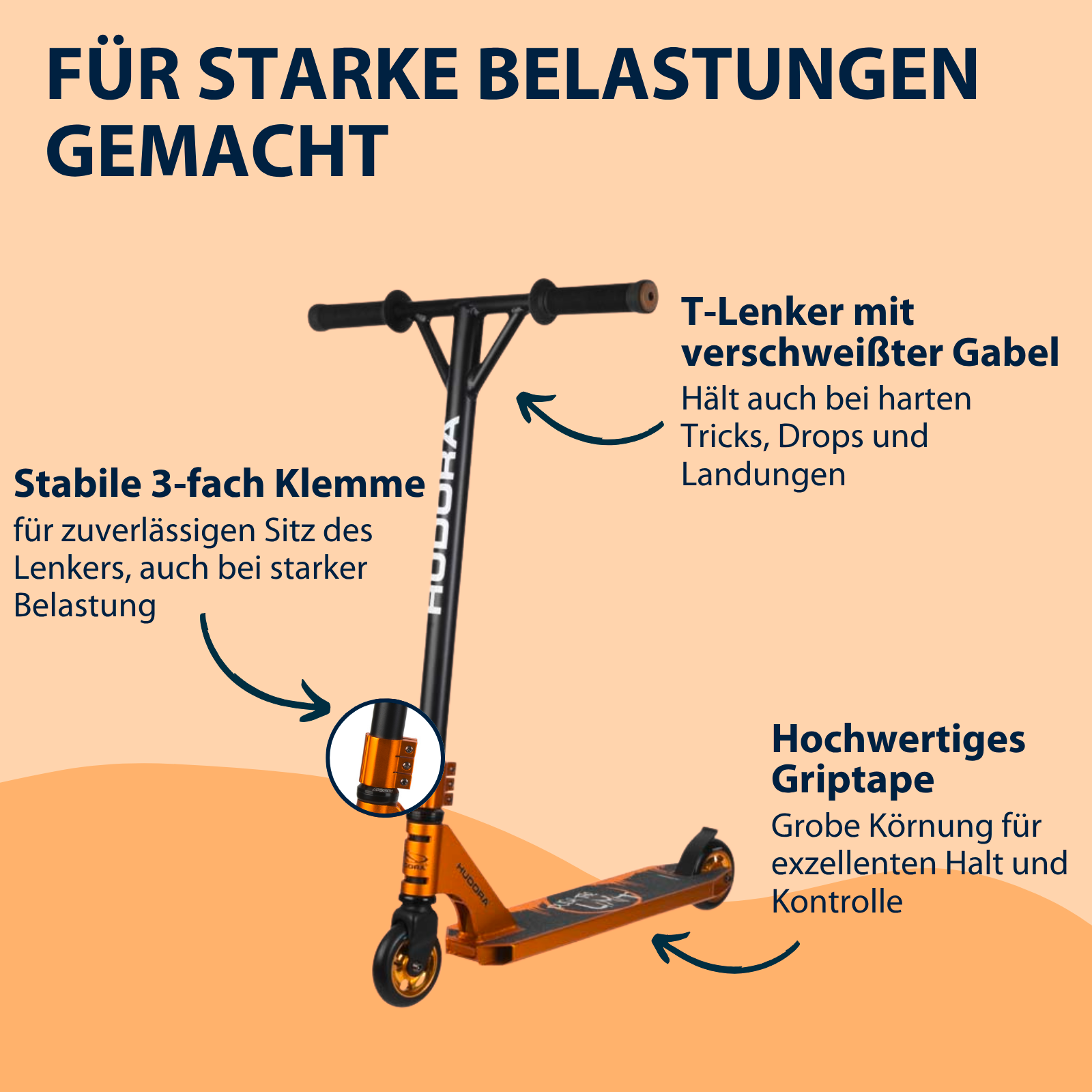 HUDORA Stunt Scooter XR-25.1, gold, Bild 5 von 7
