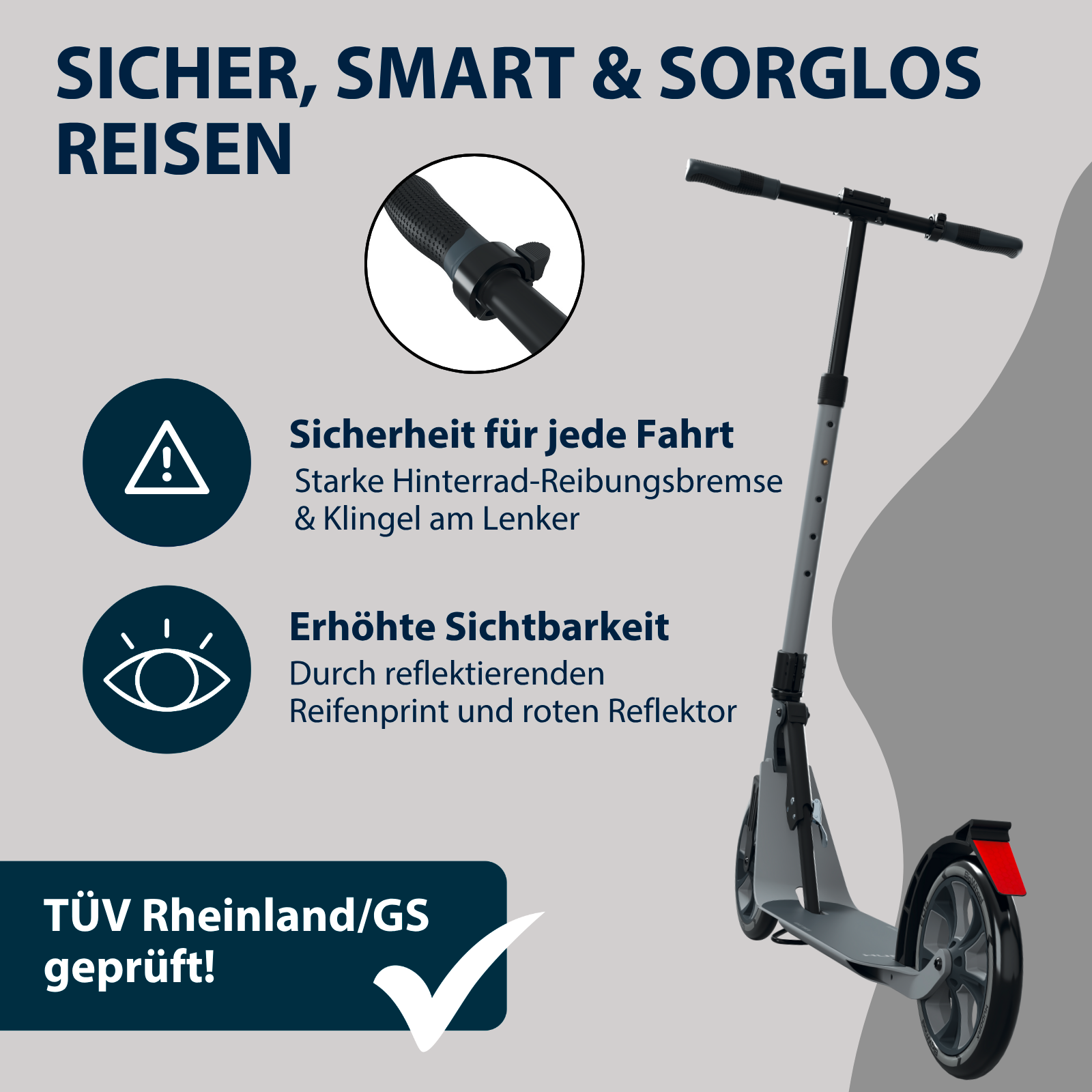 HUDORA BigWheel® 230 Advanced, Scooter shadow, Bild 5 von 7