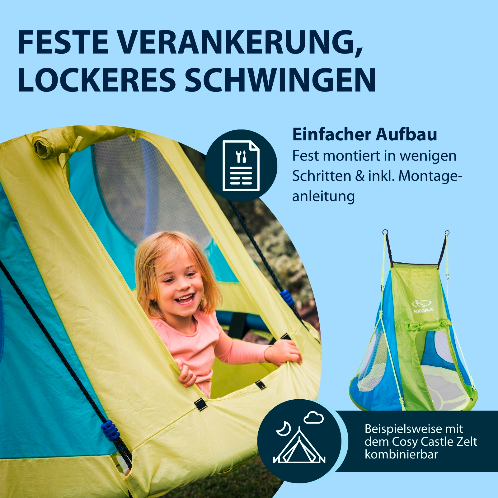 HUDORA Nestschaukel Alu 120, blau/gelb, Bild 4 von 6