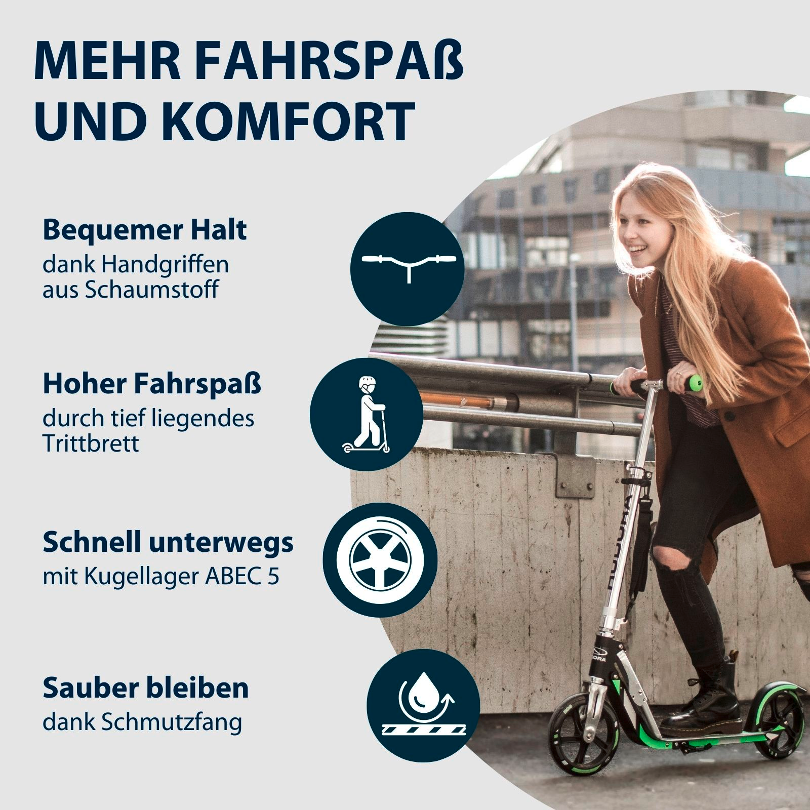HUDORA BigWheel® Crossover 205, Scooter silber, Bild 3 von 7