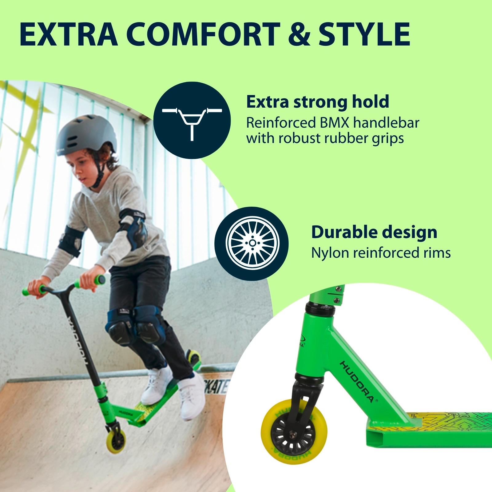 HUDORA Stunt Scooter Kids, green, image 4 from 7