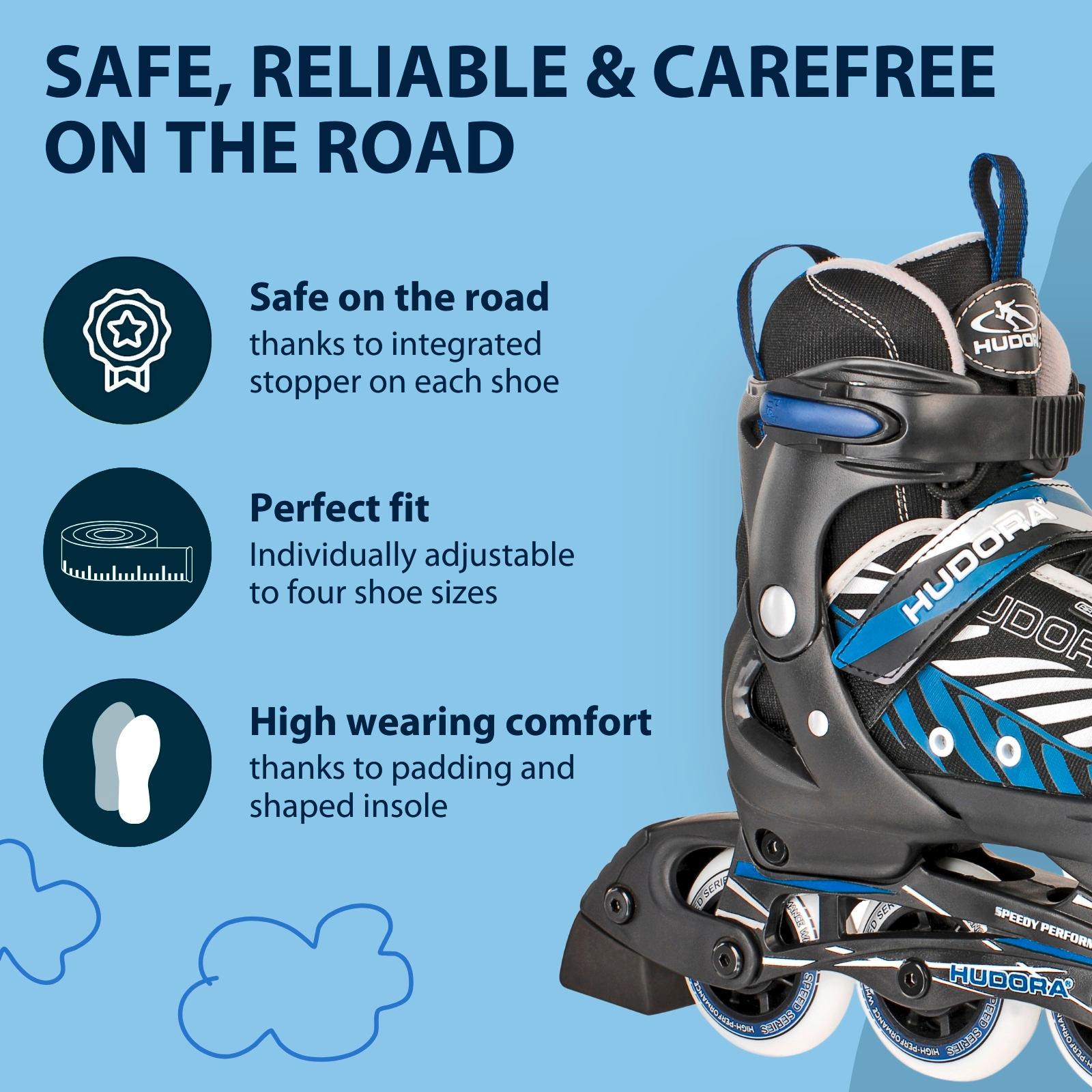 HUDORA children's inliner Leon, size 29-40, black/blue, image 5 from 7