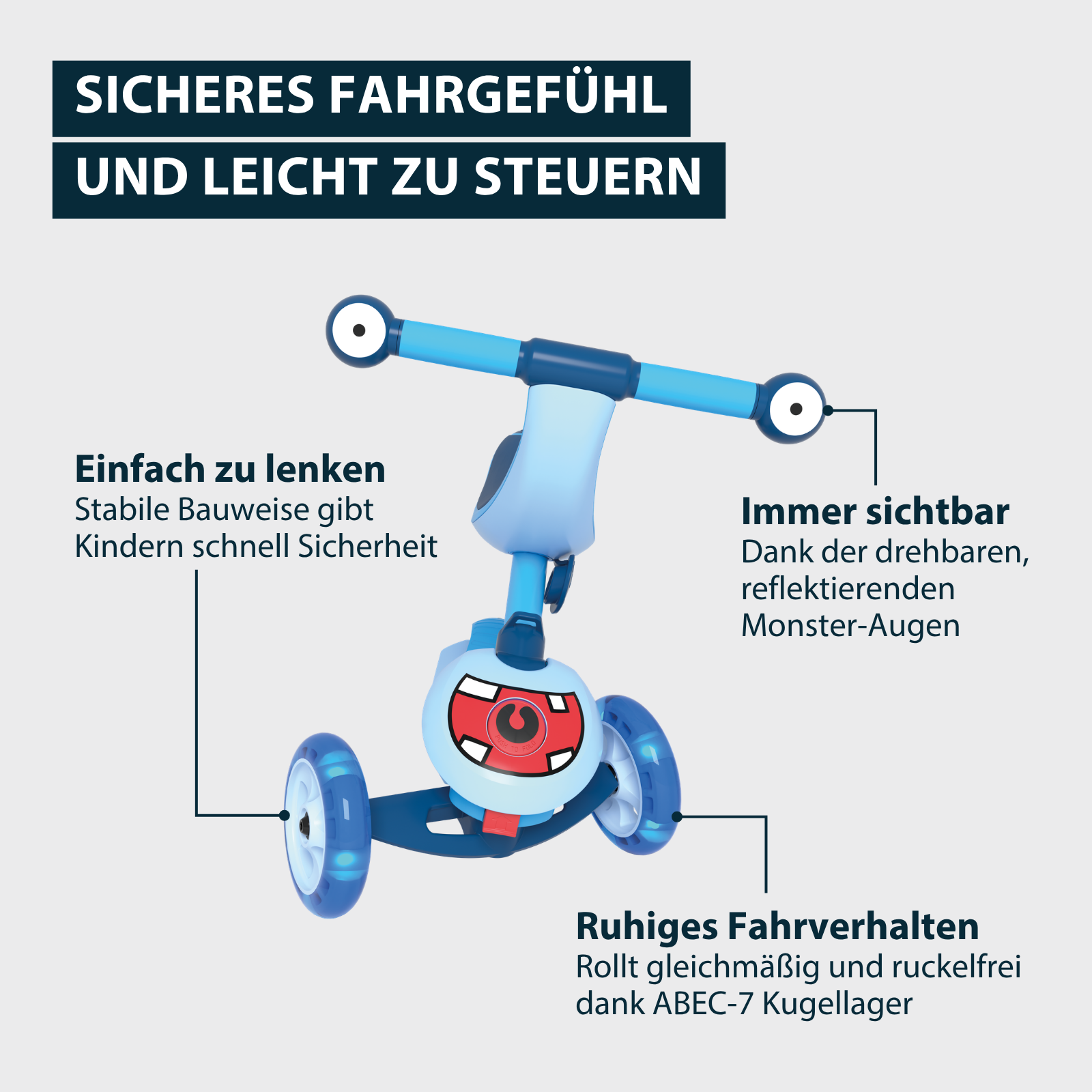 HUDORA 4-in-1-Scooter Rollf cyan, Bild 4 von 7