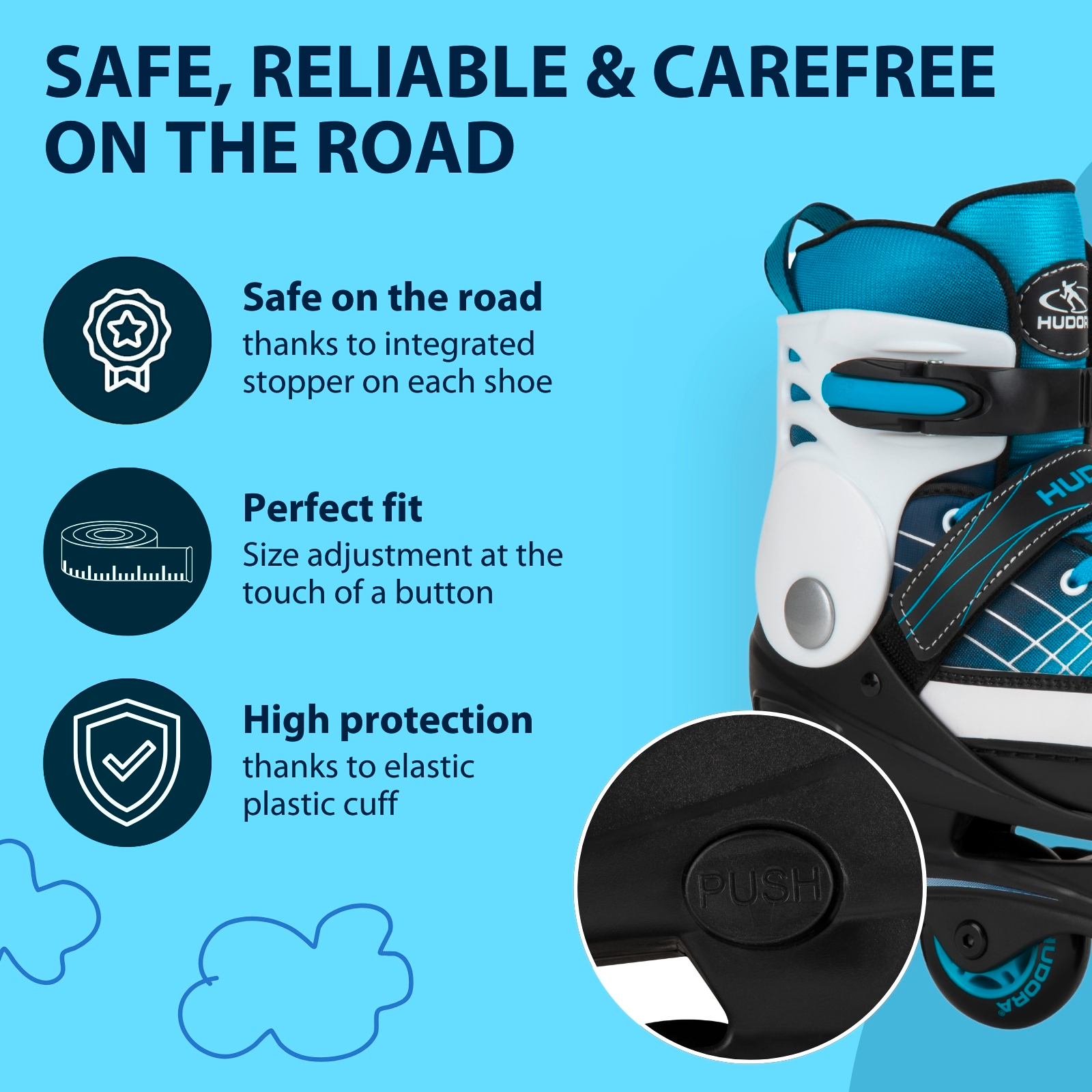 HUDORA Inline Skates Basic, blue, image 5 from 7