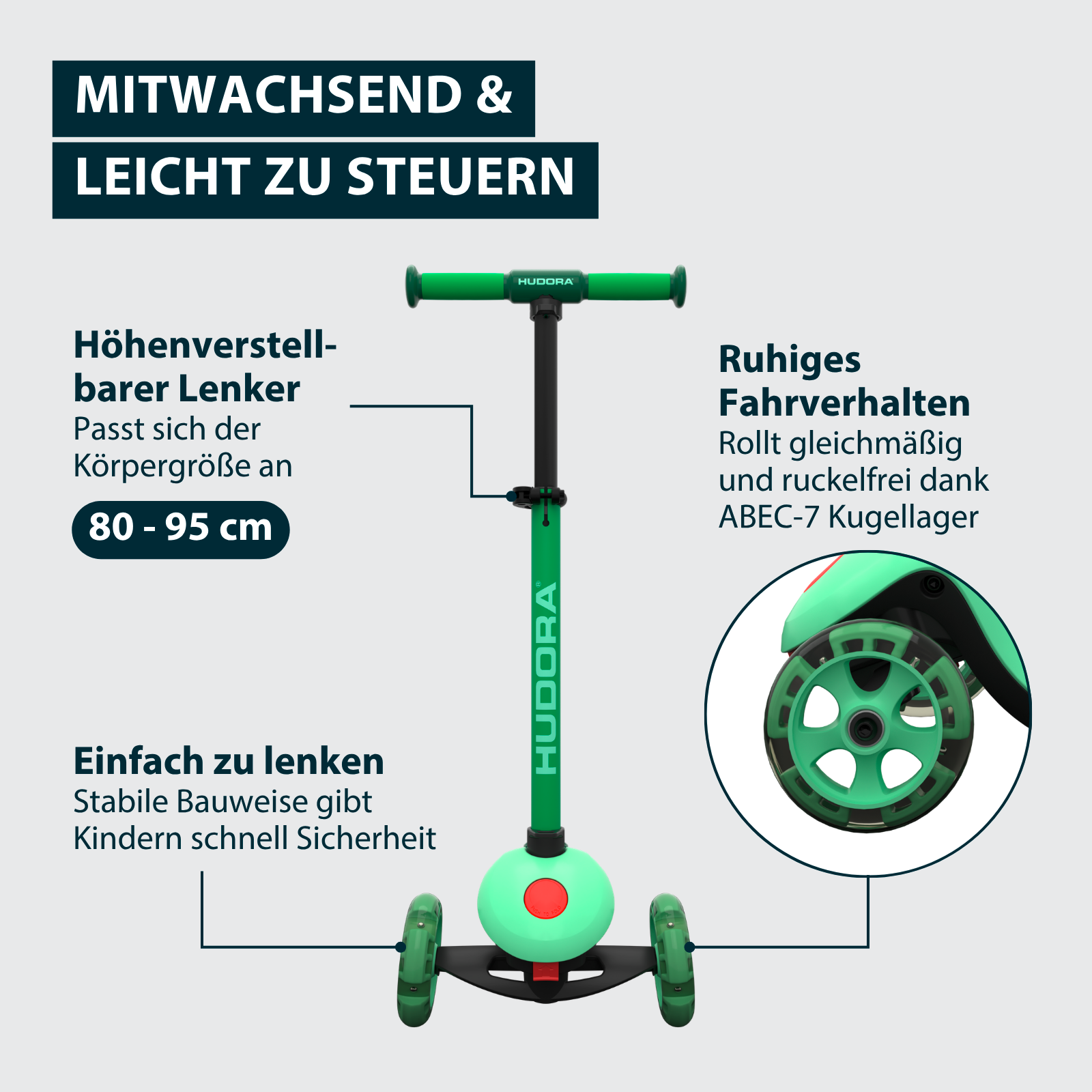 HUDORA Tri-Scooter, mint, Bild 3 von 7