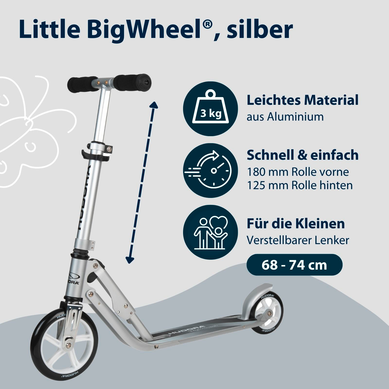 HUDORA Little BigWheel®, Scooter silber "Exklusiv Edition", Bild 2 von 7