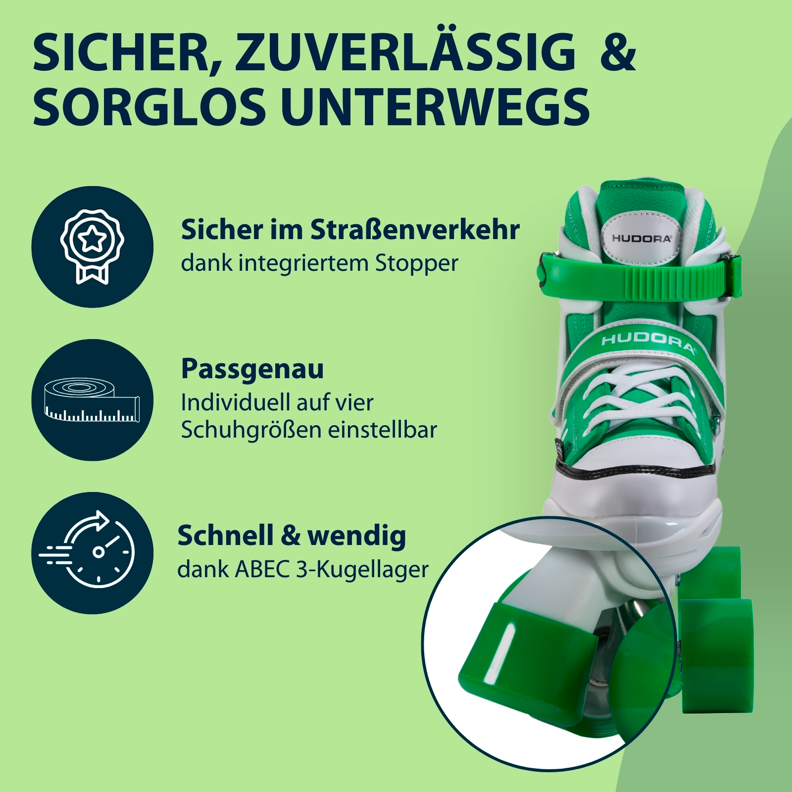 HUDORA Rollschuh Sneaker, grass, Gr. 28-39, Bild 5 von 7