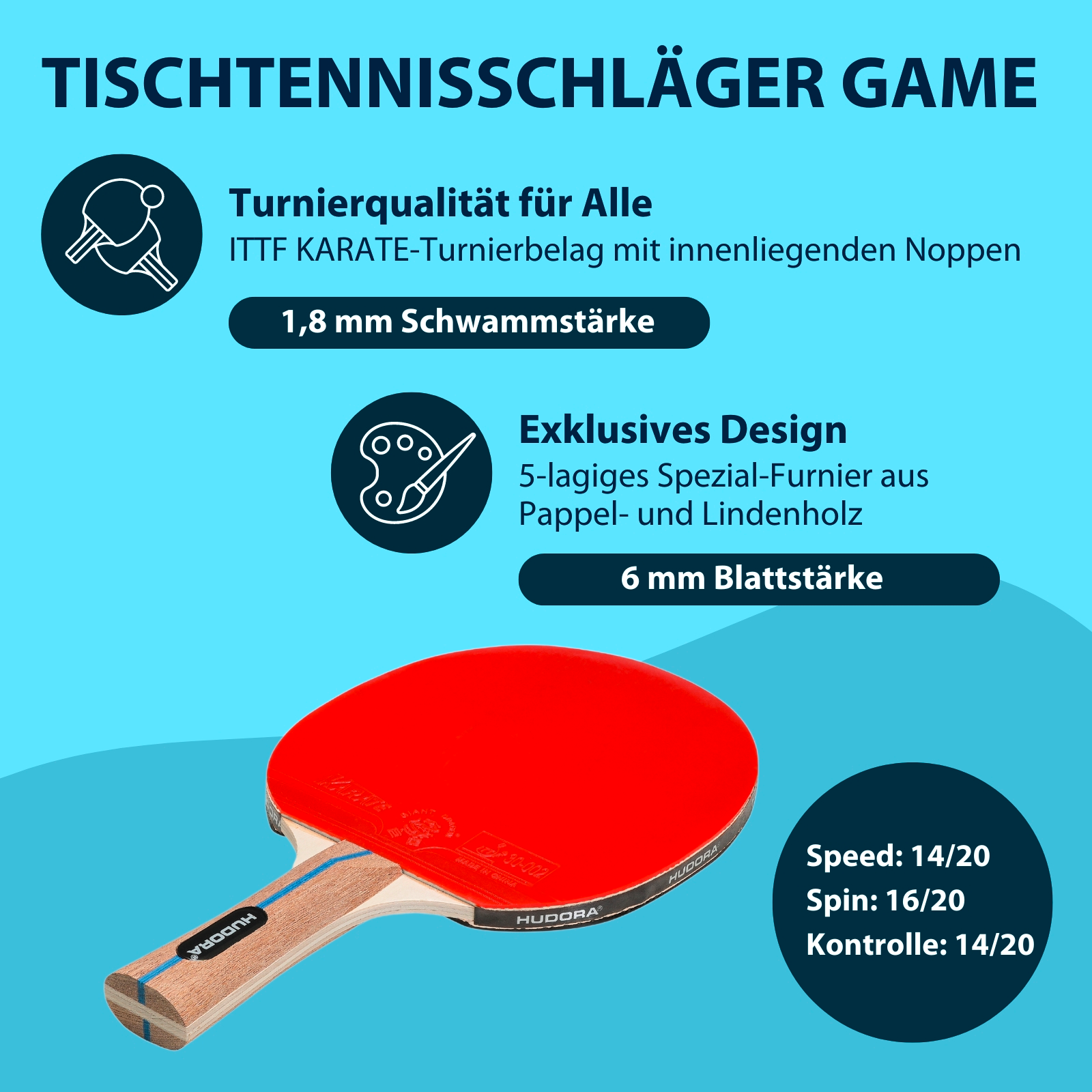 HUDORA Tischtennisschläger Game, Bild 2 von 5